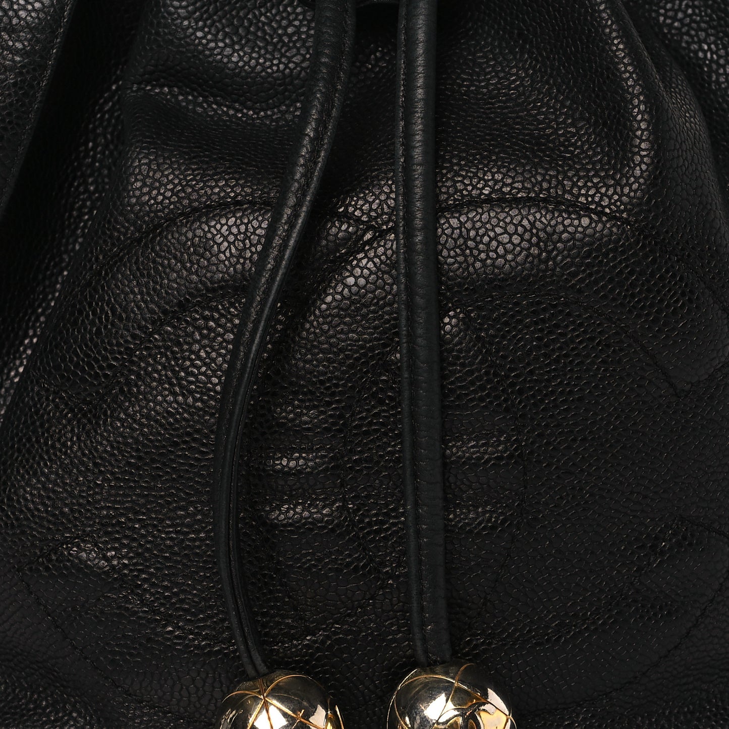 Caviar CC Drawstring Shoulder Bag Black