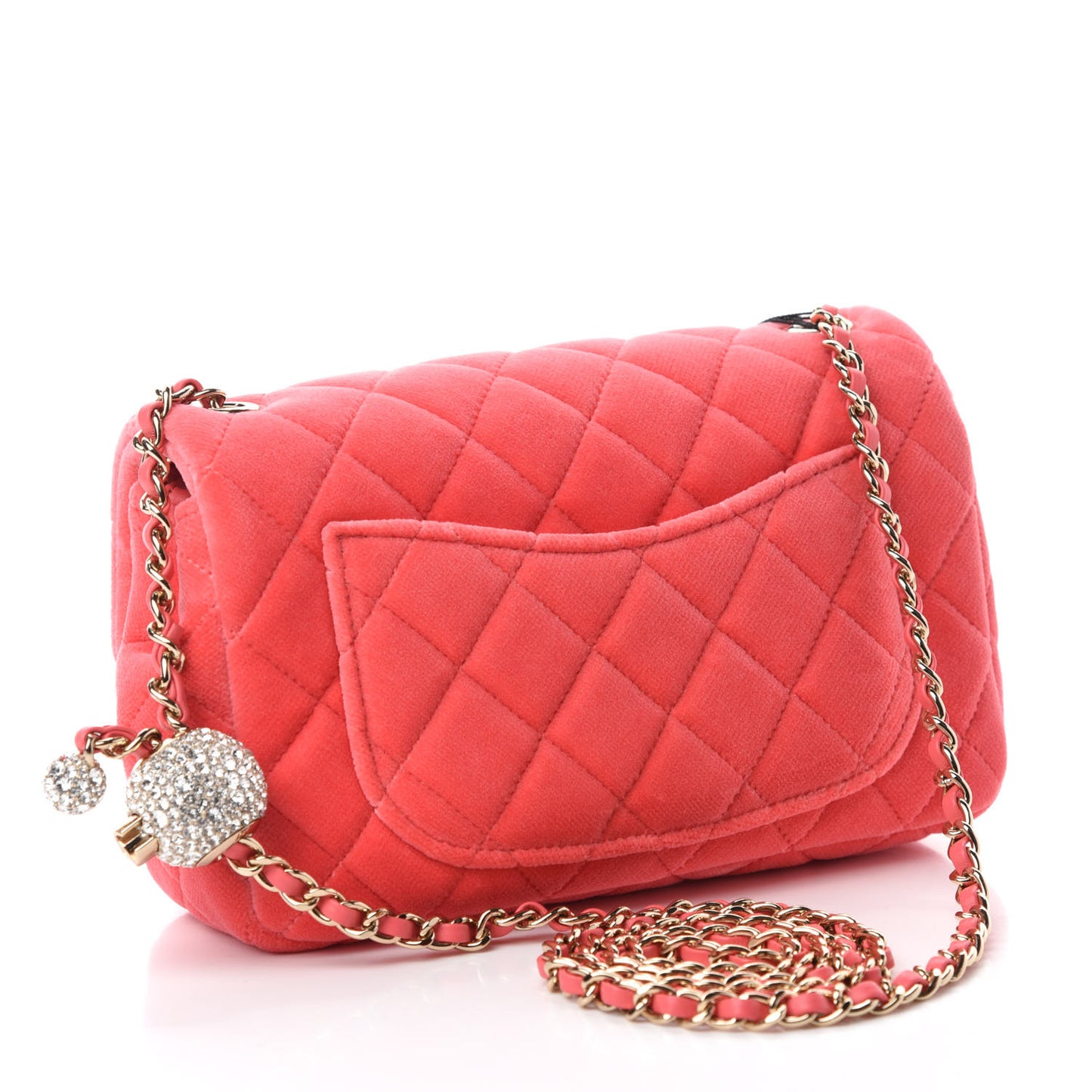 Velvet Quilted Mini Rectangular Pearl Crush Flap Coral