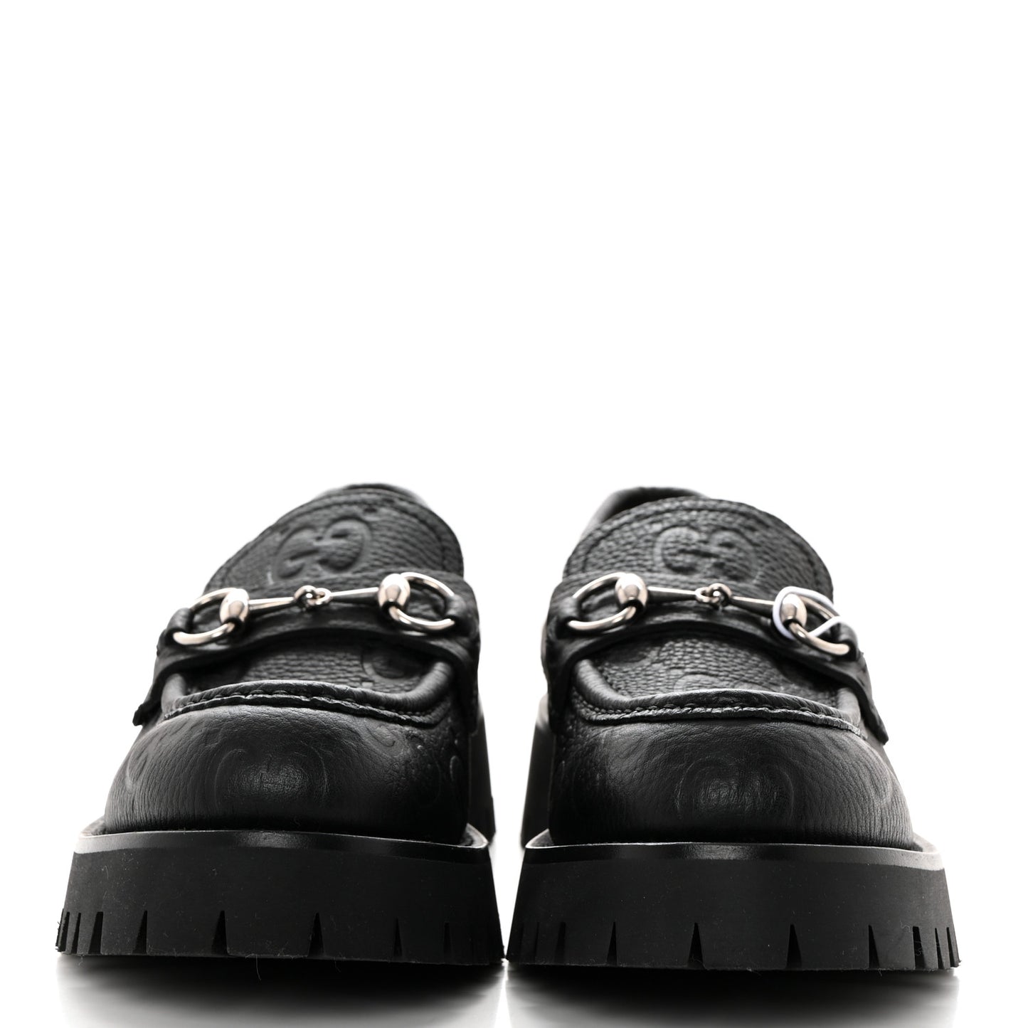 Magnum Calfskin Nappa Samoa Womens Horsebit Platform Chunky Lug Sole 40mm Loafers 38 Black