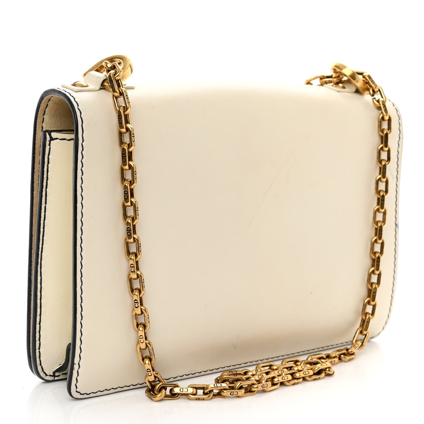Calfskin J'Adior Chain Flap Bag Off White