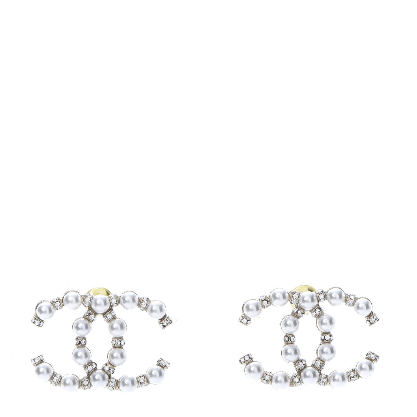 Pearl Crystal Nefertiti CC Earrings Gold