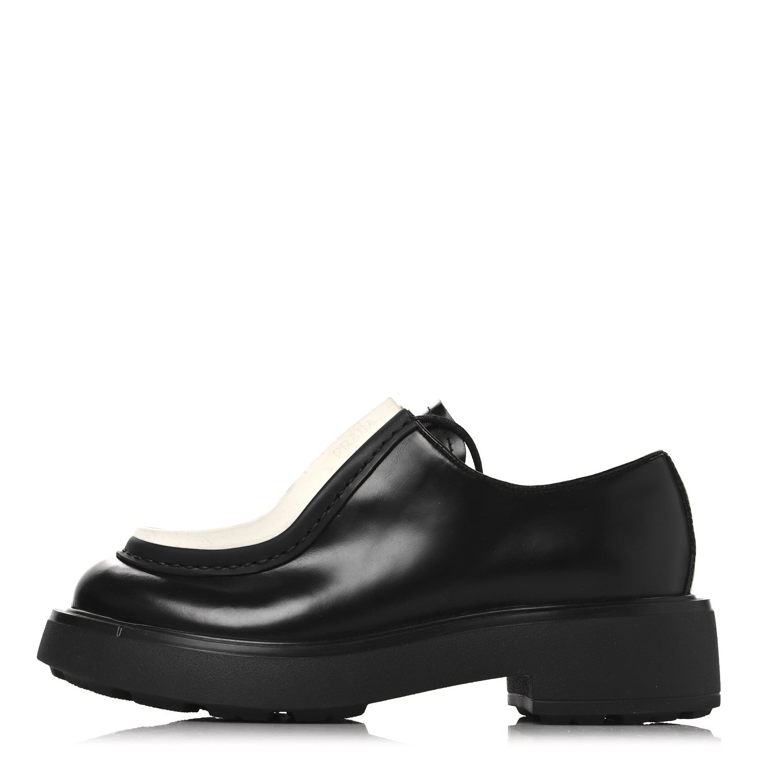 Prada Spazzolato Rois Monolith 55mm Derby Loafers 37.5 Black  display picture 3