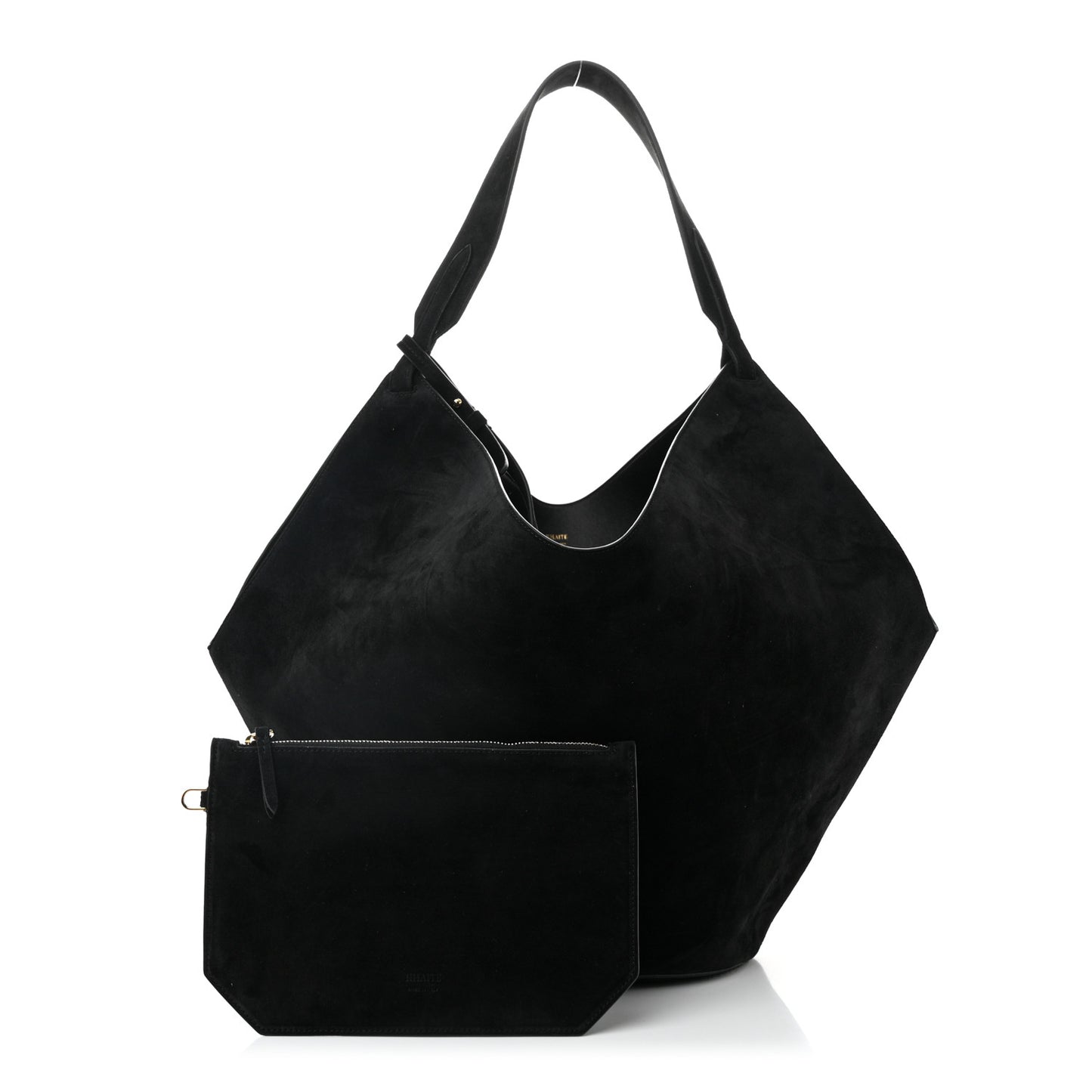 Suede Calfskin Medium Lotus Tote Black