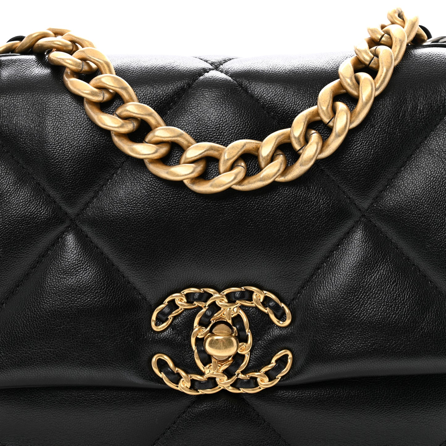 Lambskin Quilted Medium Chanel 19 Flap Black