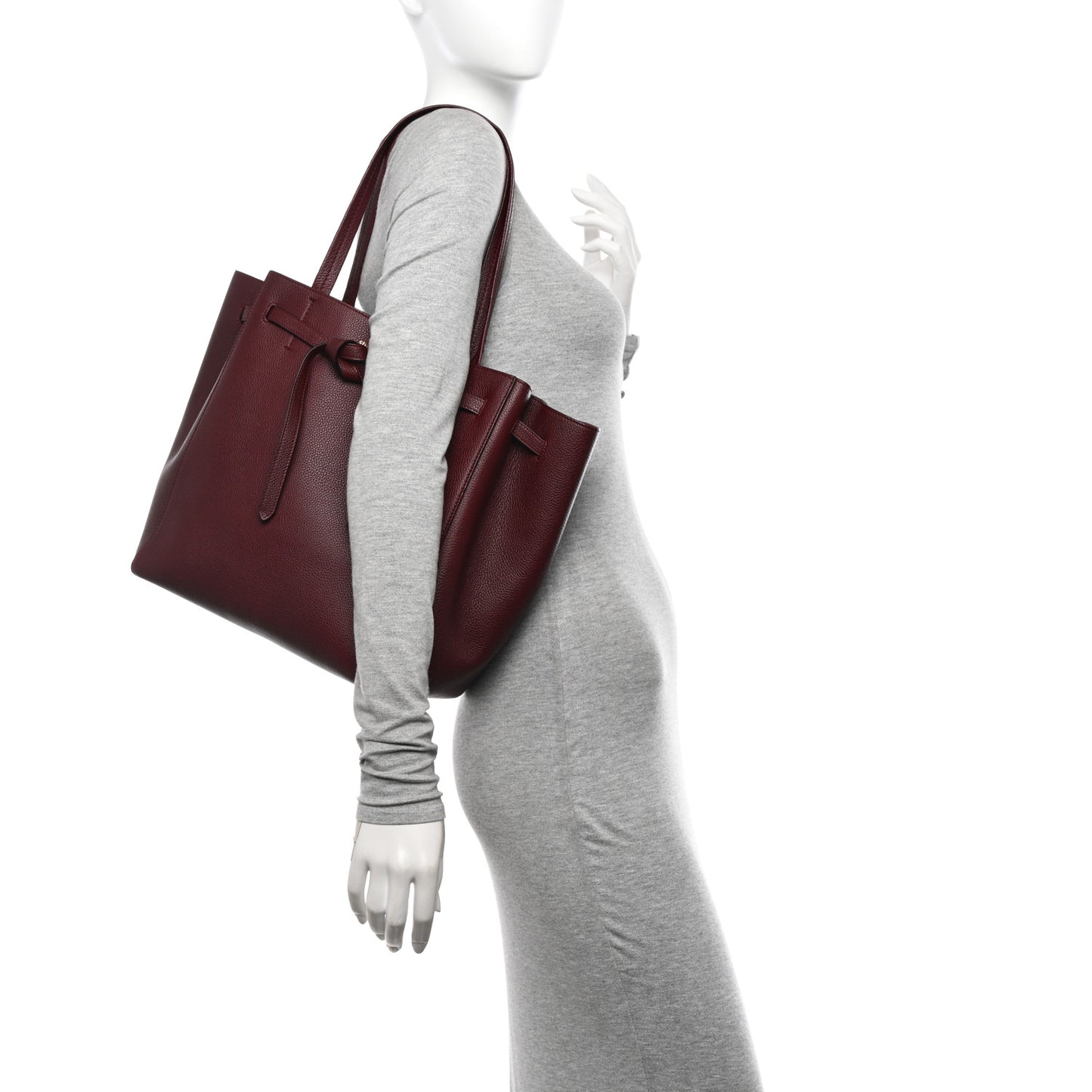 Soft Grained Calfskin Small Belt Cabas Phantom Burgundy