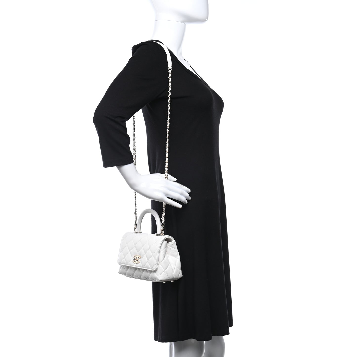Caviar Quilted Extra Mini Coco Handle Flap White