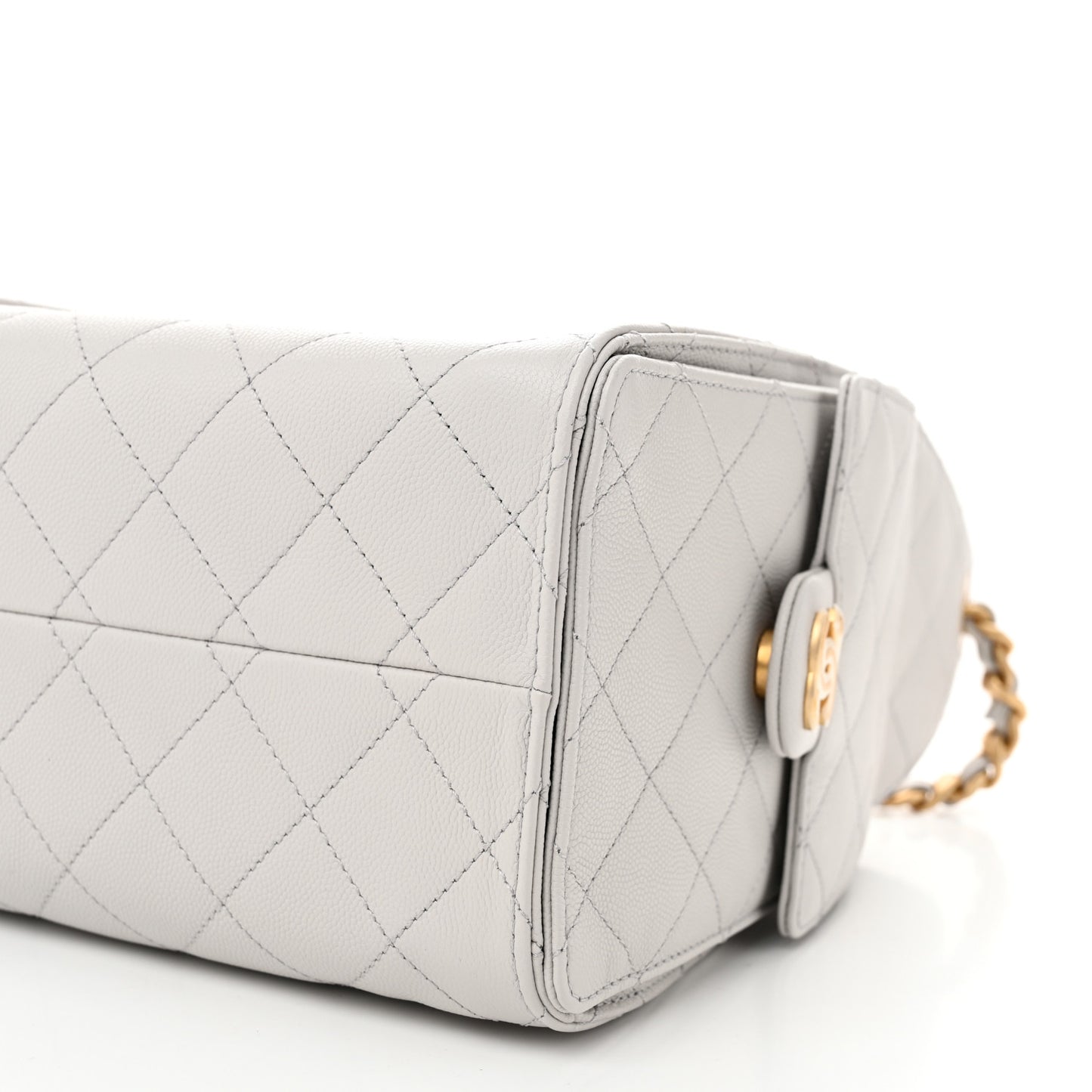 Caviar Quilted Small Chanel 25 Handbag Light Grey