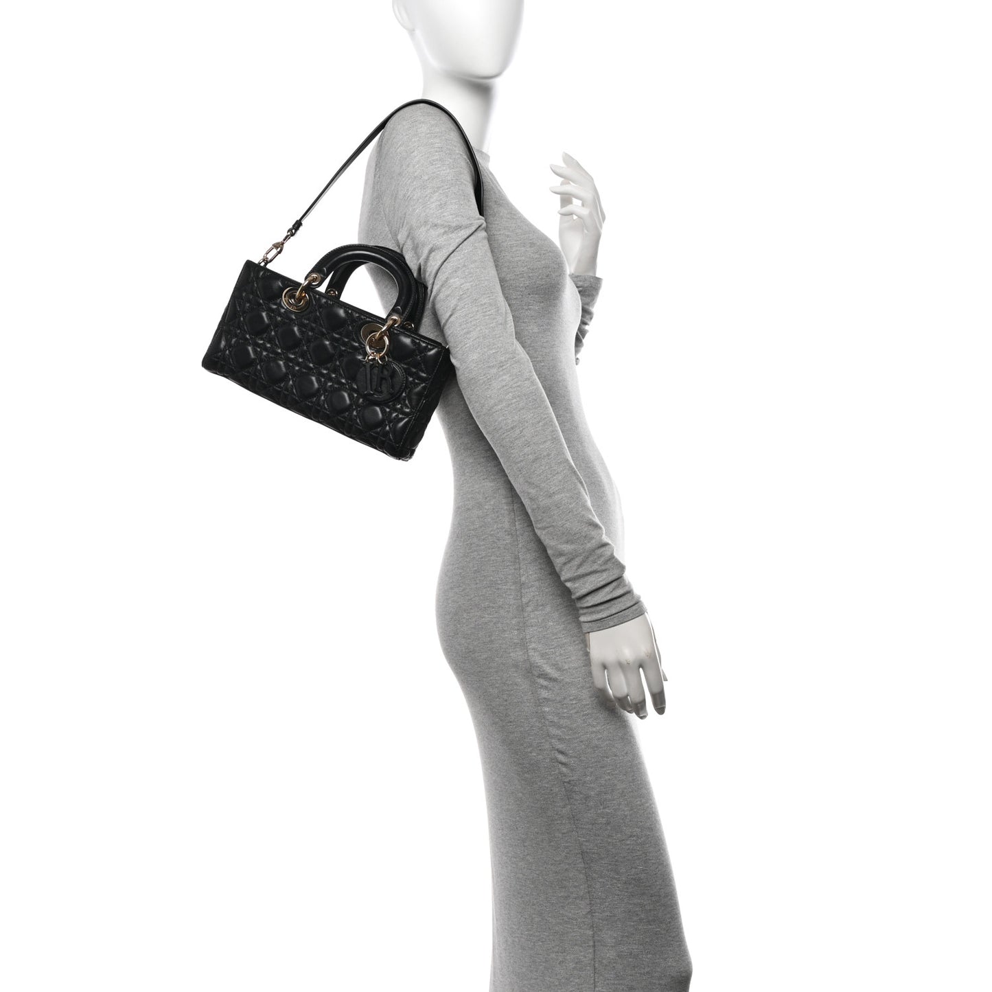 Lambskin Cannage Medium Lady D-Joy Black