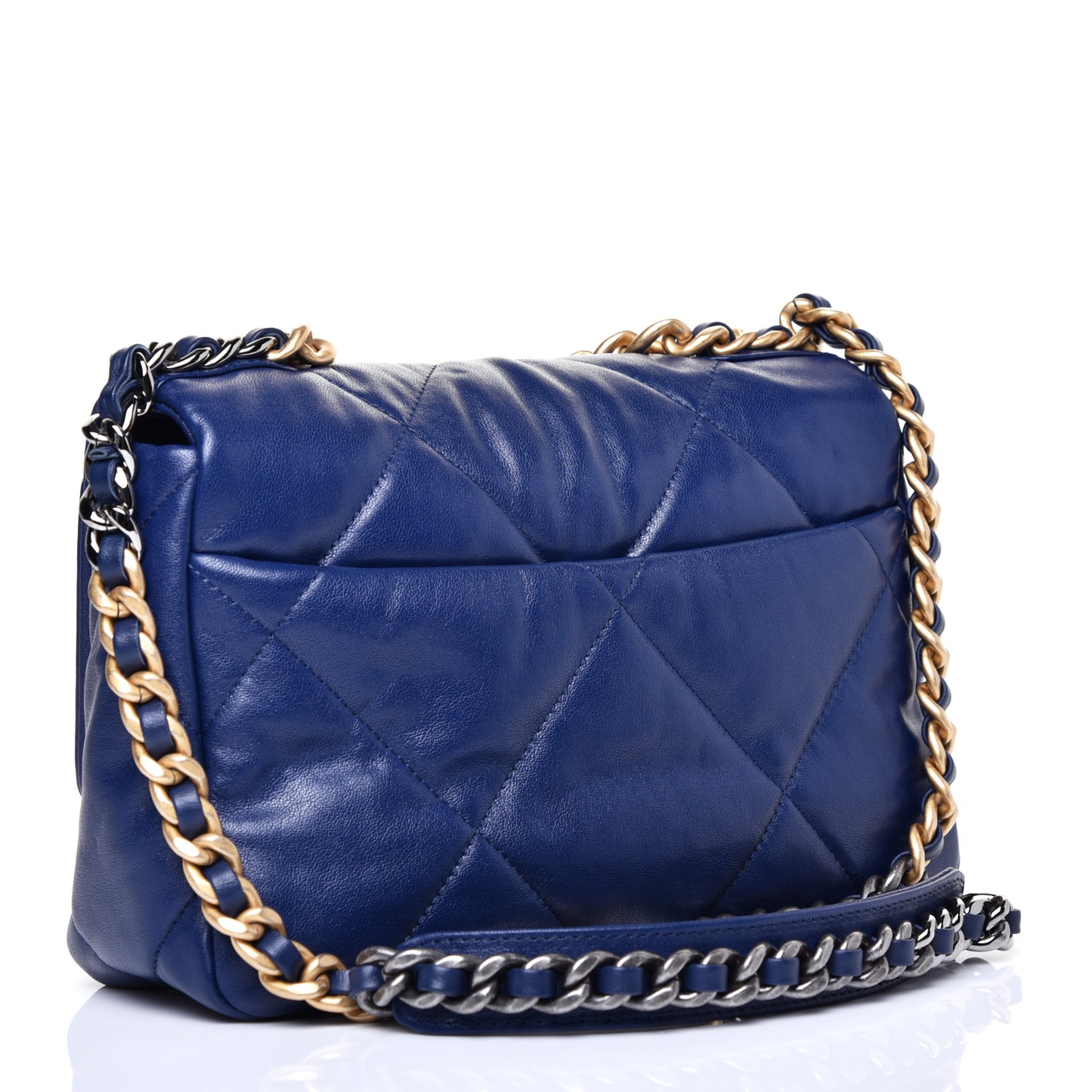 Goatskin Quilted Medium 19 Flap Dark Blue