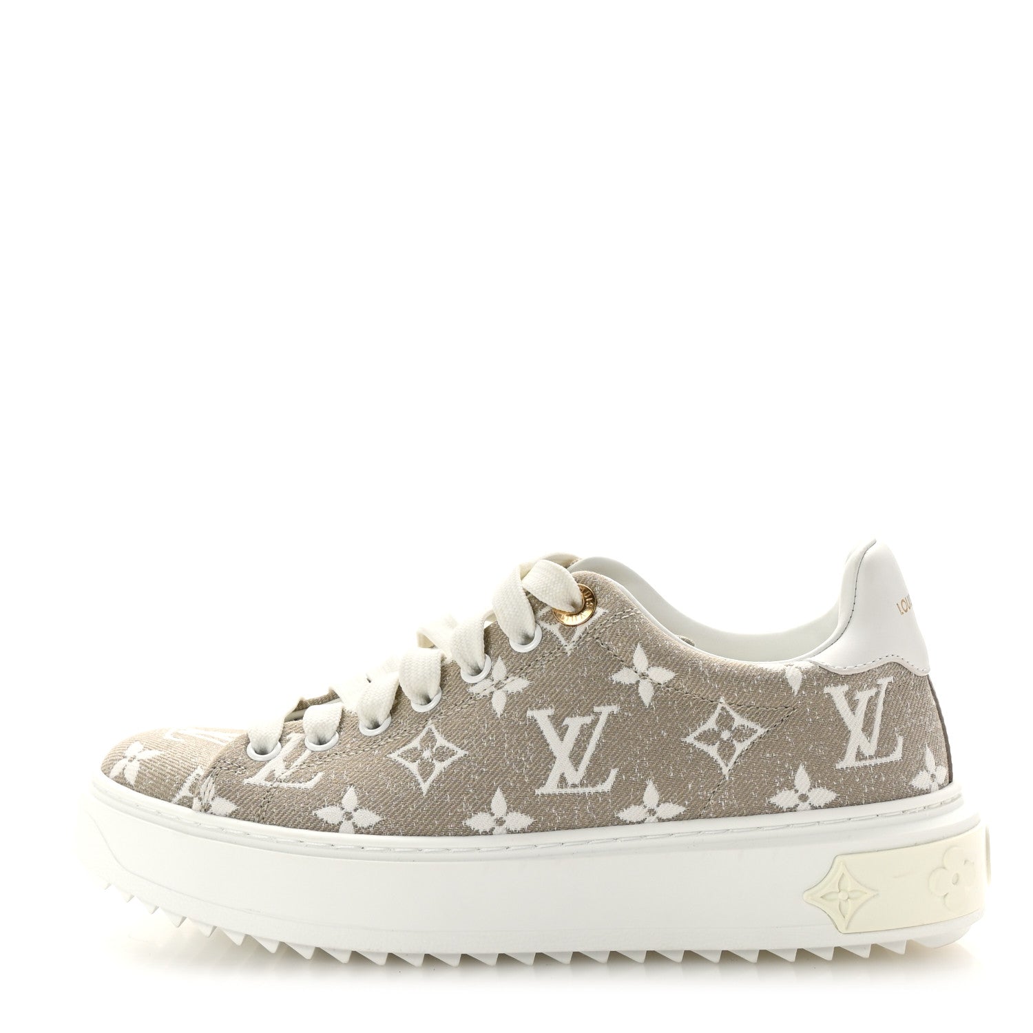 Louis Vuitton Denim Monogram Time Out Sneakers 36 Beige 1680992
