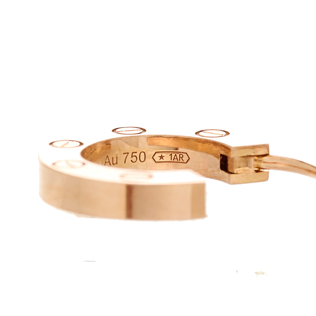 18K Pink Gold Single LOVE Hoop Earring