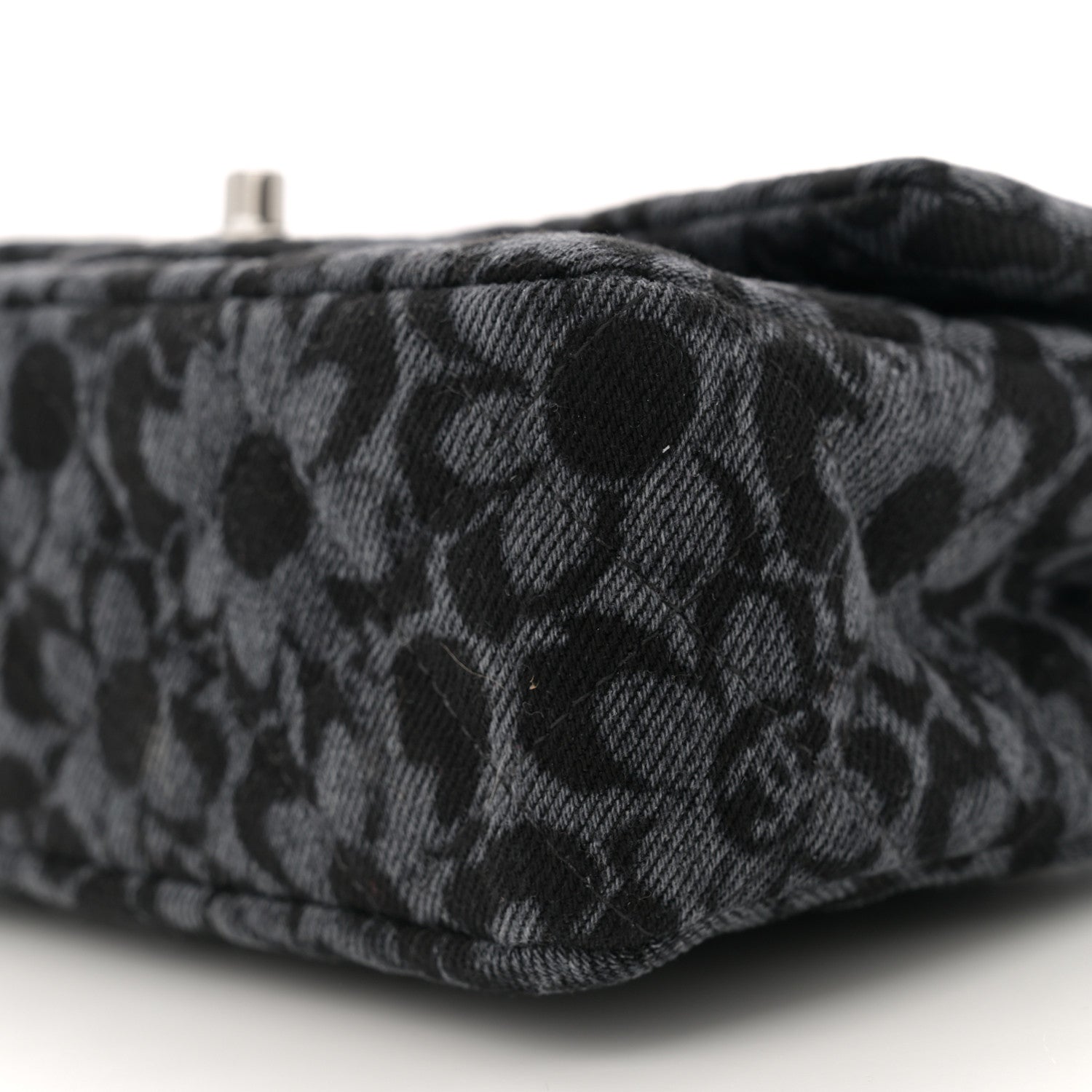 Chanel Printed Denim Quilted Flower Mini Rectangular Flap Black 10 of 11