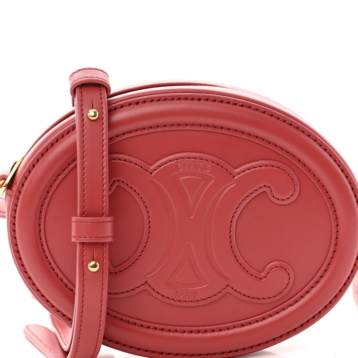 Smooth Calfskin Cuir Small Triomphe Oval Purse Crossbody Lipstick