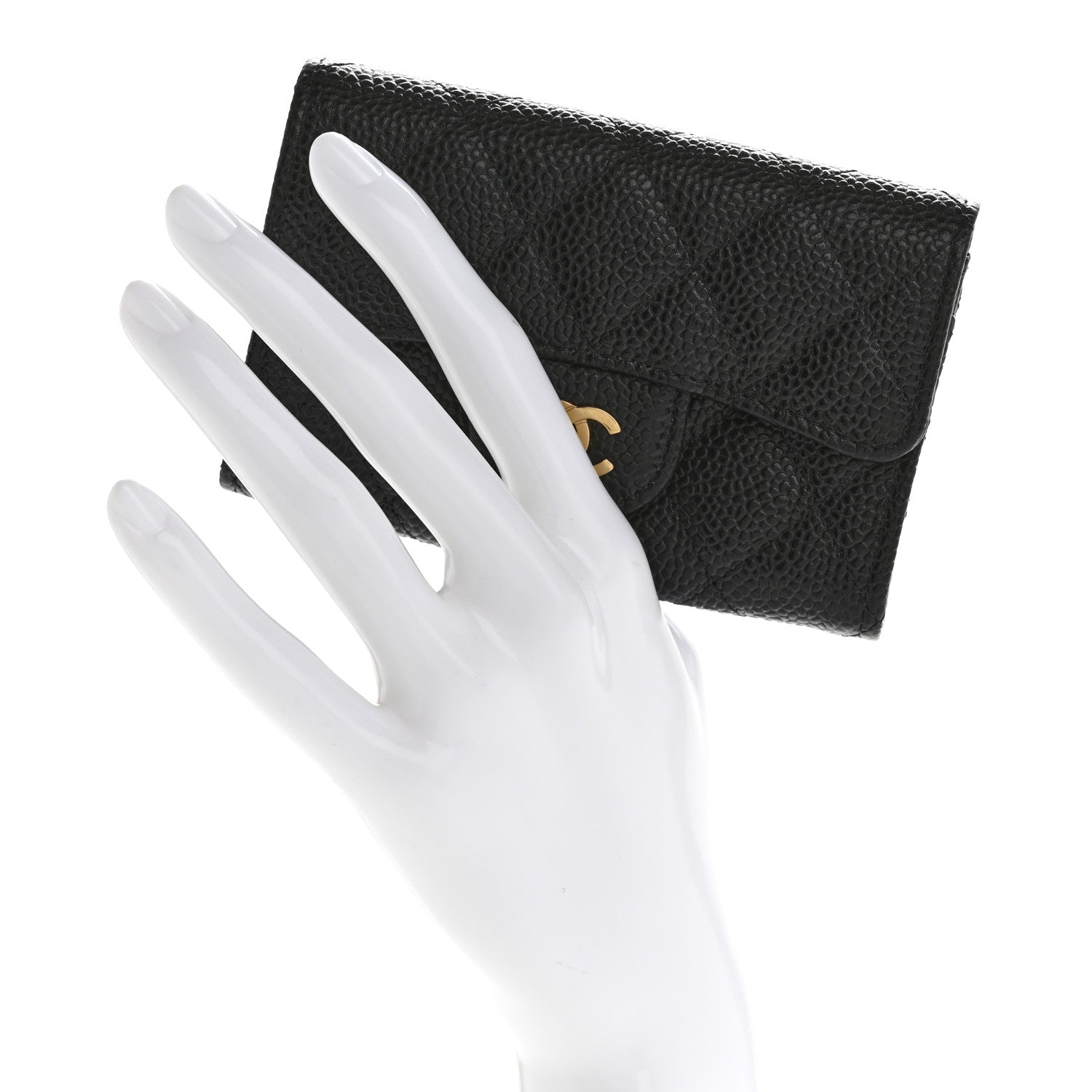Chanel Caviar Quilted Flap Card Holder Wallet Black 2 of 9