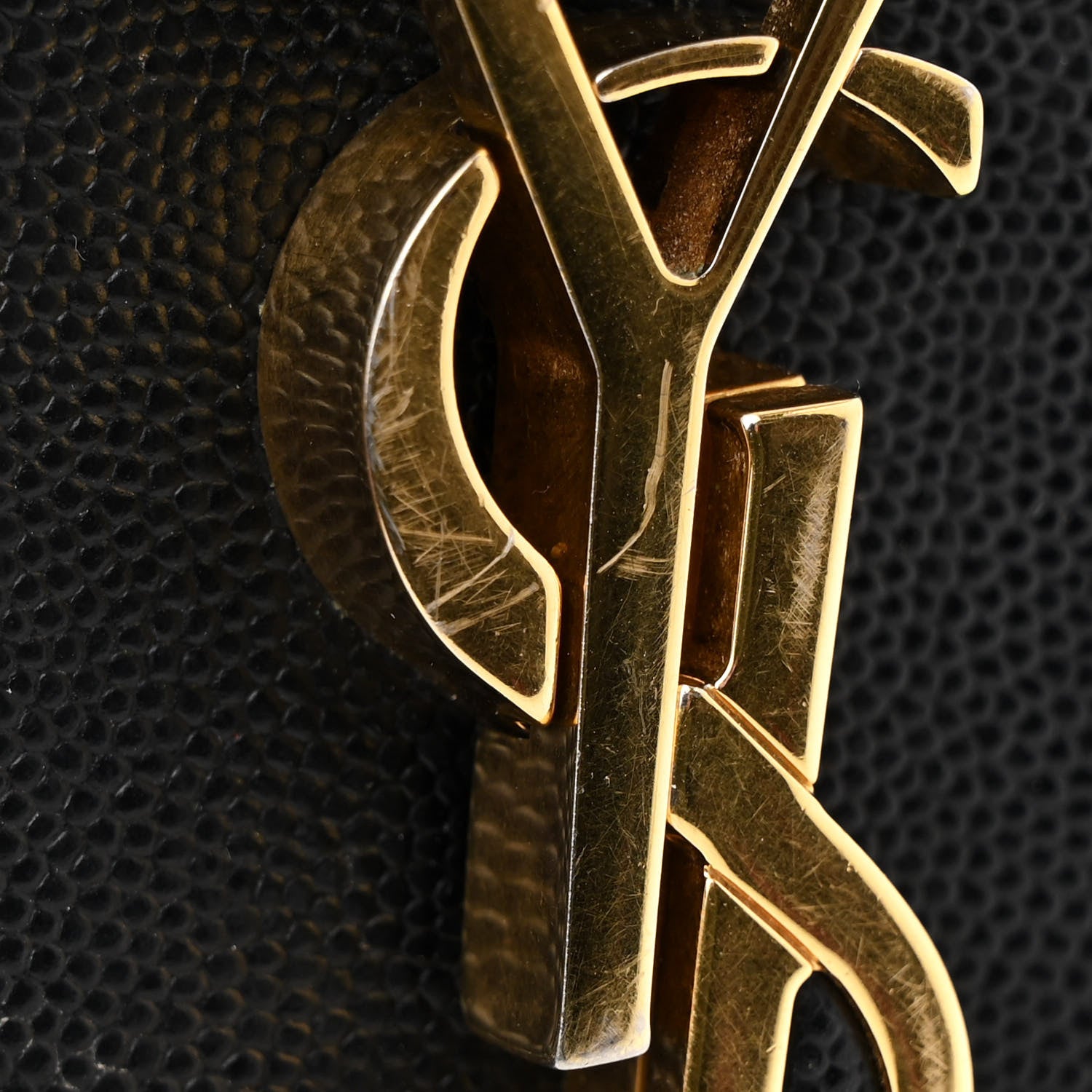 Saint Laurent Grain De Poudre Monogram Cassandra Chain Wallet Black 12 of 14