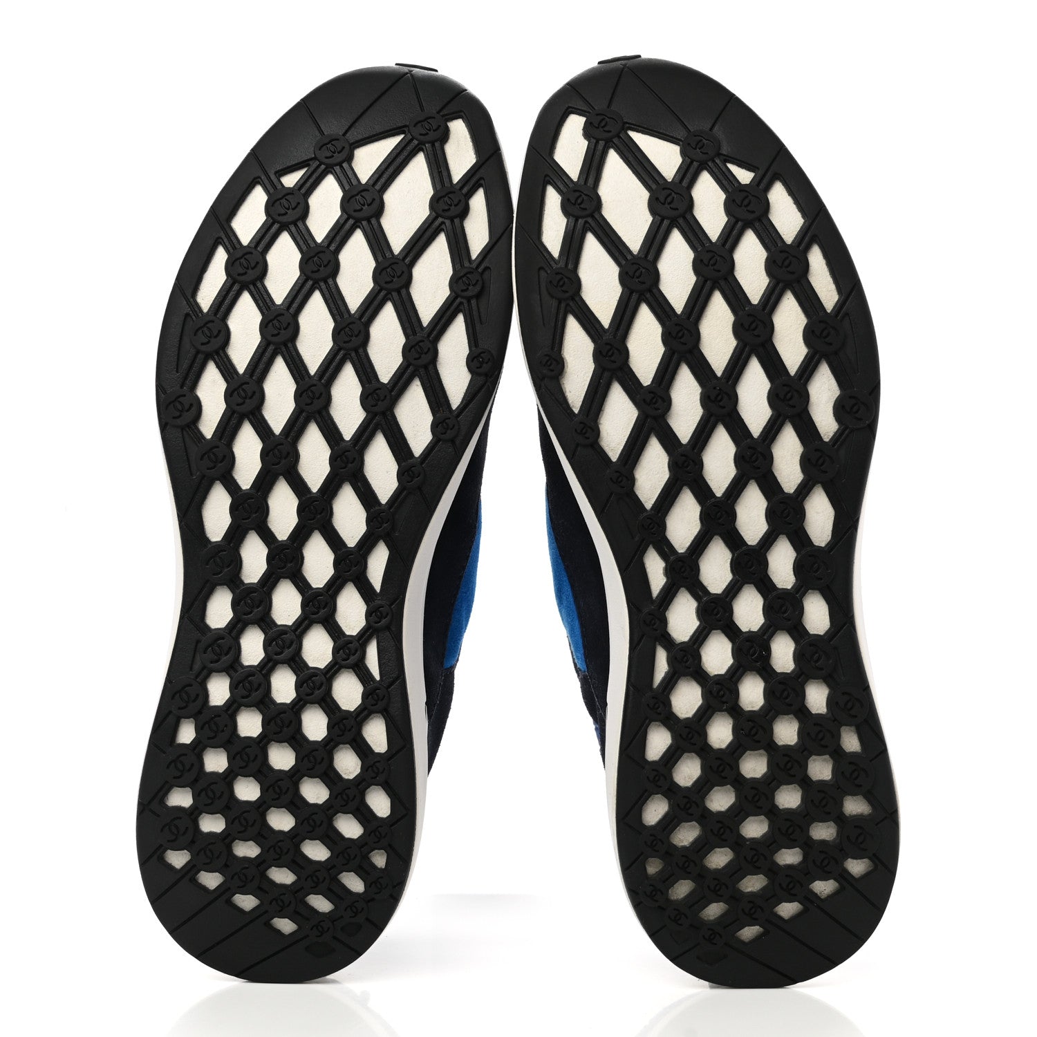 Chanel Suede Calfskin CC Sneakers 37 Blue Navy Dark Navy 5 of 8