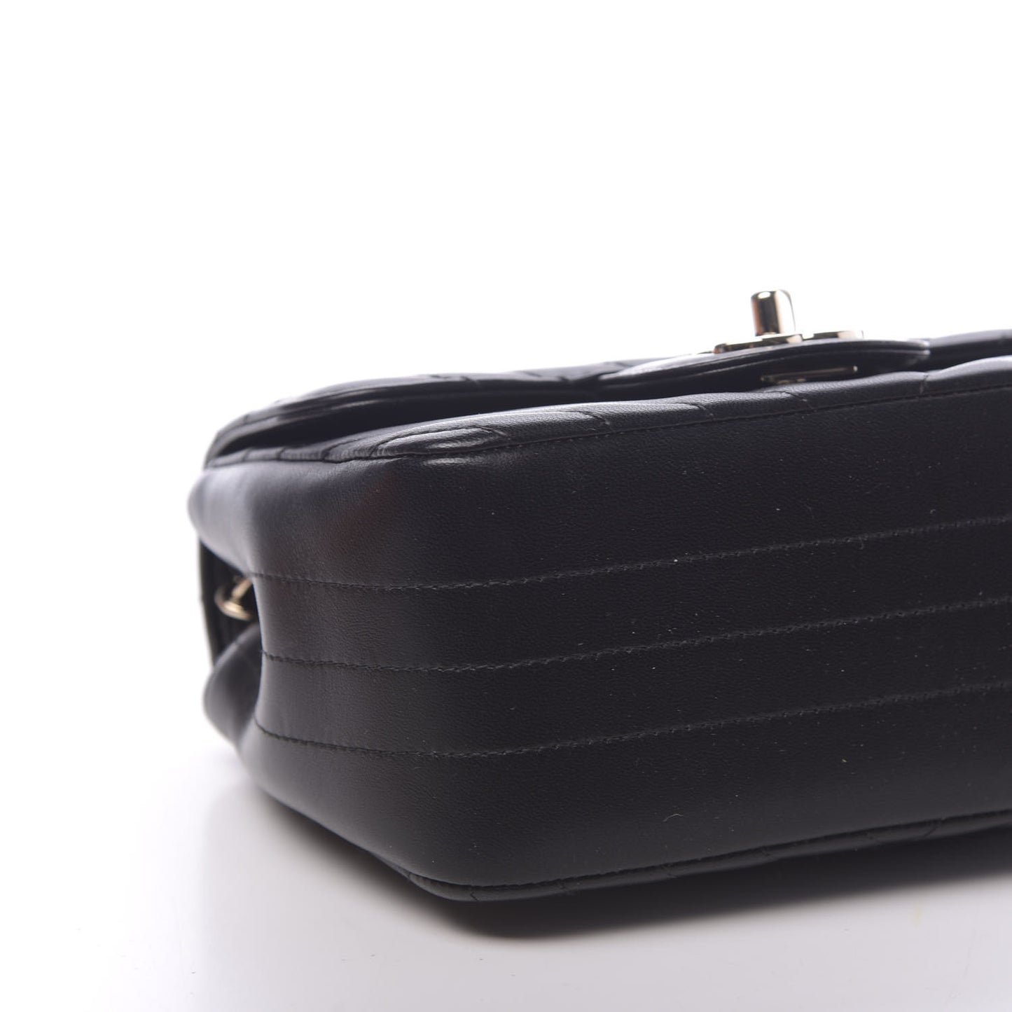 Lambskin Chevron Quilted Mini Square Flap Black
