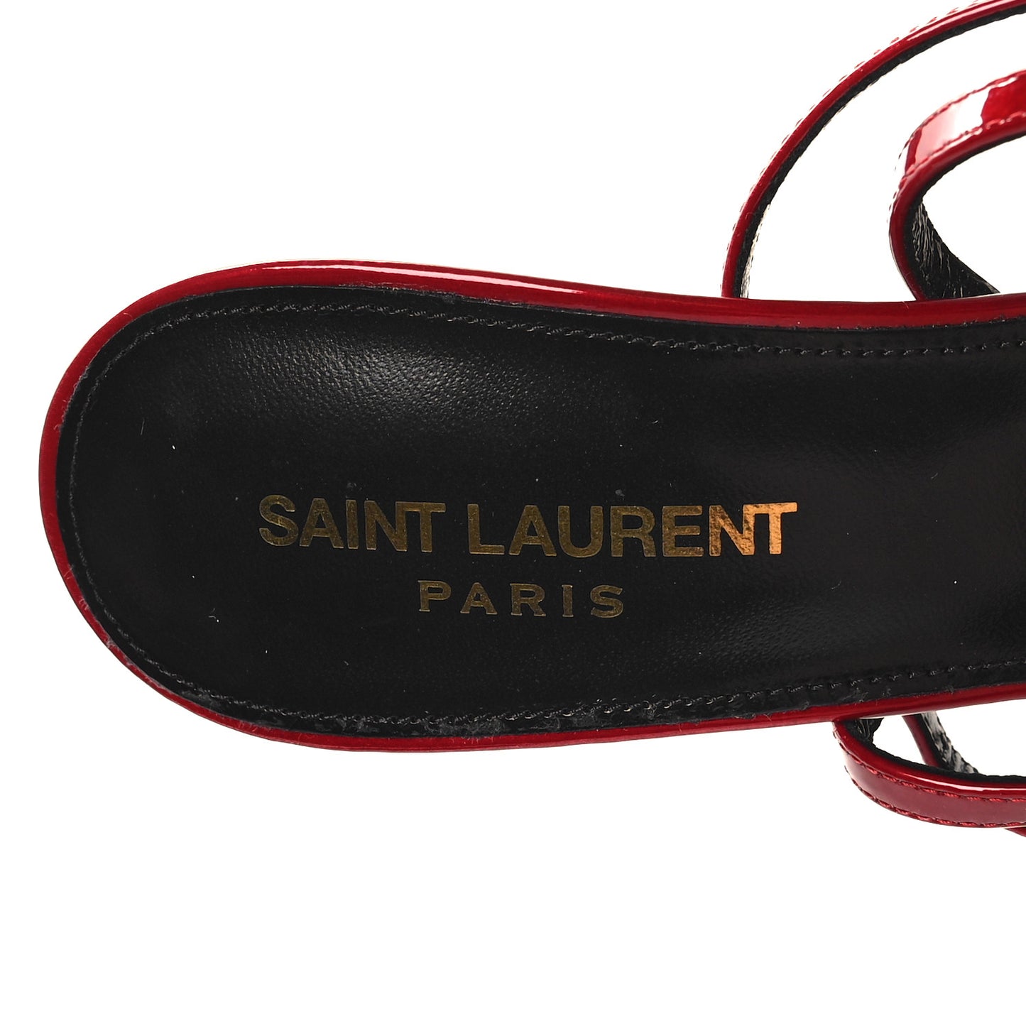 Calfskin Patent Ankle Strap Sandals 37.5 Tibet Red