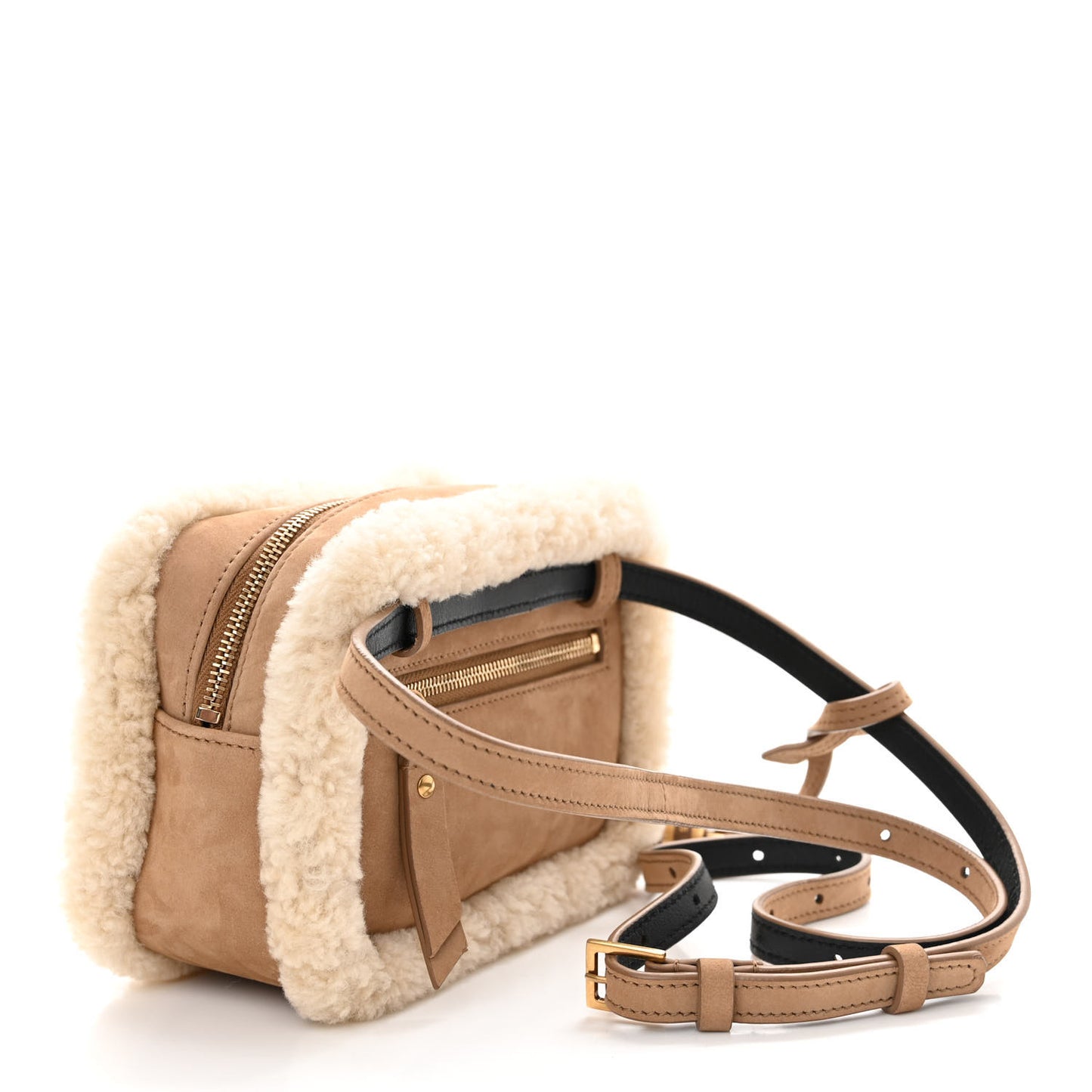 Suede Shearling Lou Belt Bag Natural Tan