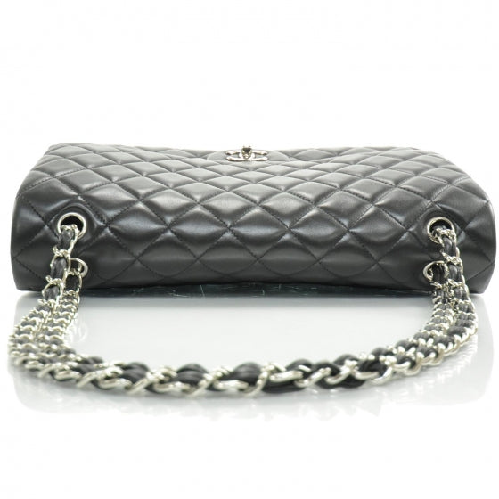 Lambskin Maxi Single Flap Black SHW