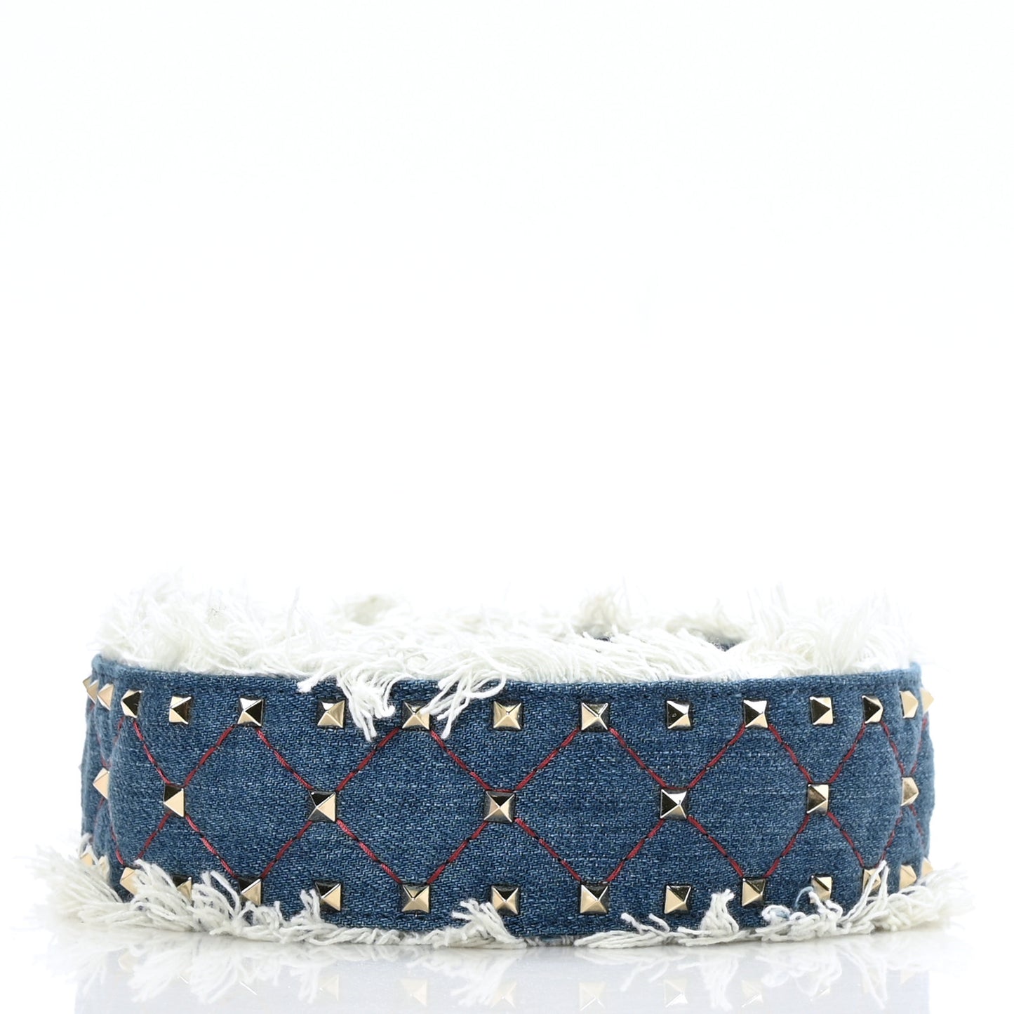 Denim Fringe Rockstud Guitar Strap Blue