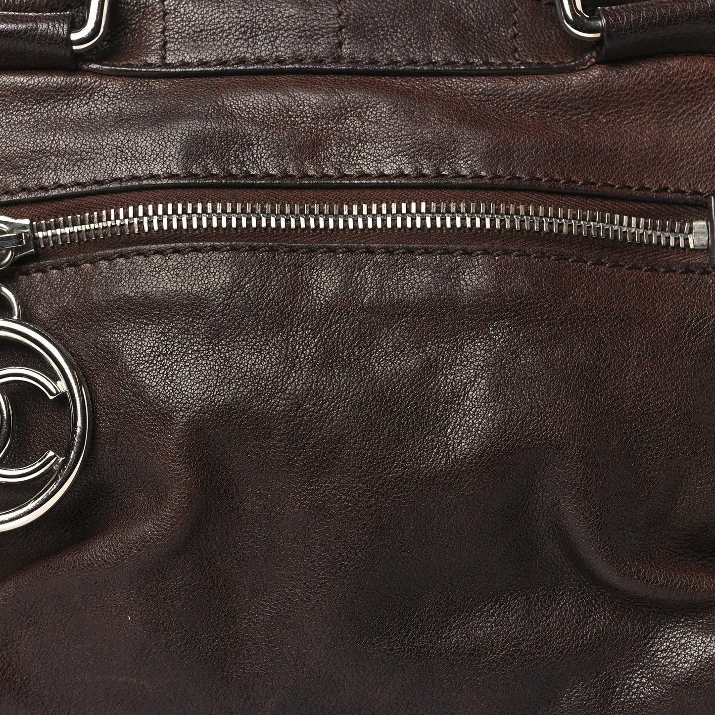 Calfskin Stitched Outdoor Ligne Bowler Brown