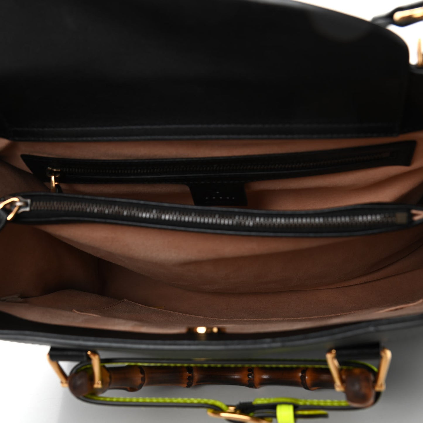 Calfskin Medium Diana Tote Bag Black Yellow Fluo