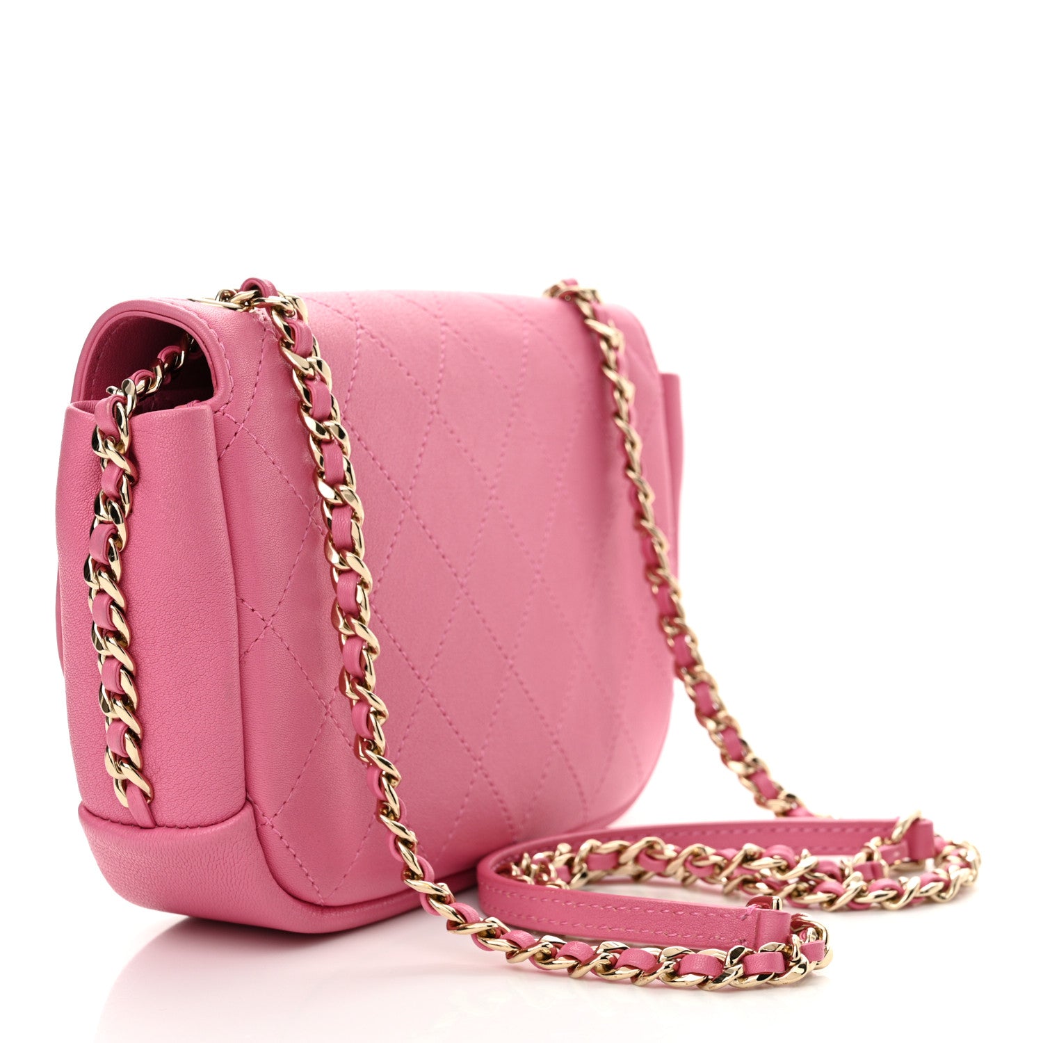 Chanel Goatskin Stitched Casual Trip Single Flap Pink 3 of 12