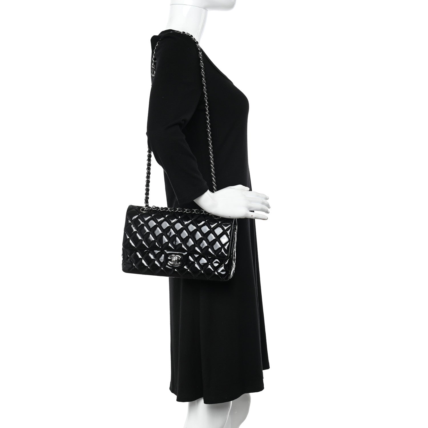 Chanel Patent Quilted Medium Double Flap Black 2 of 10