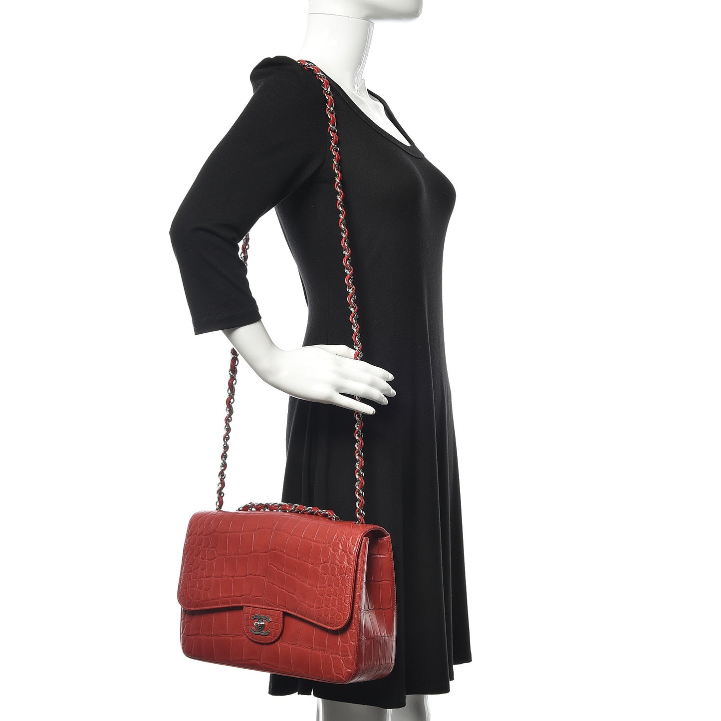Matte Alligator Jumbo Single Flap Red