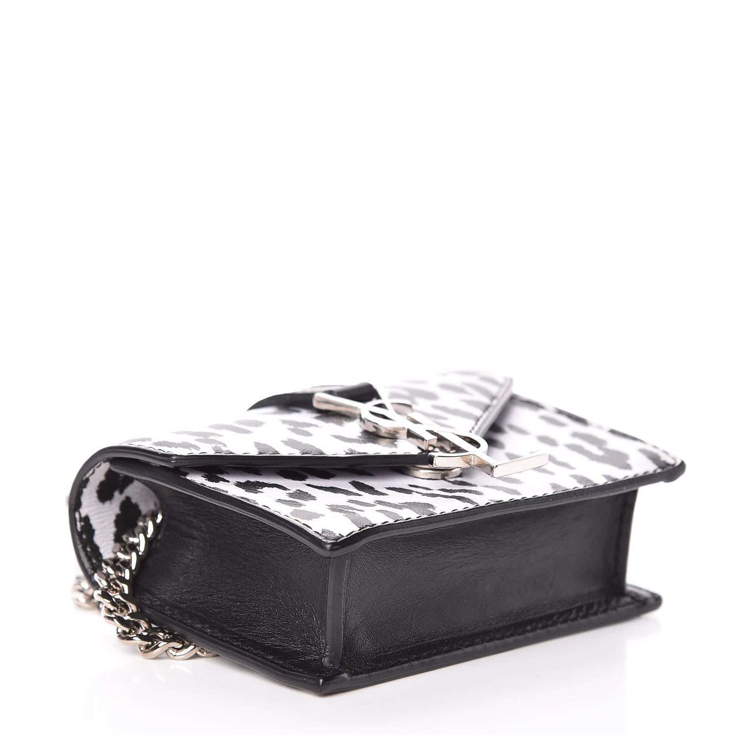 Saint Laurent Calfskin Monogram Leopard Print Mini Candy Crossbody Black White 4 of 12