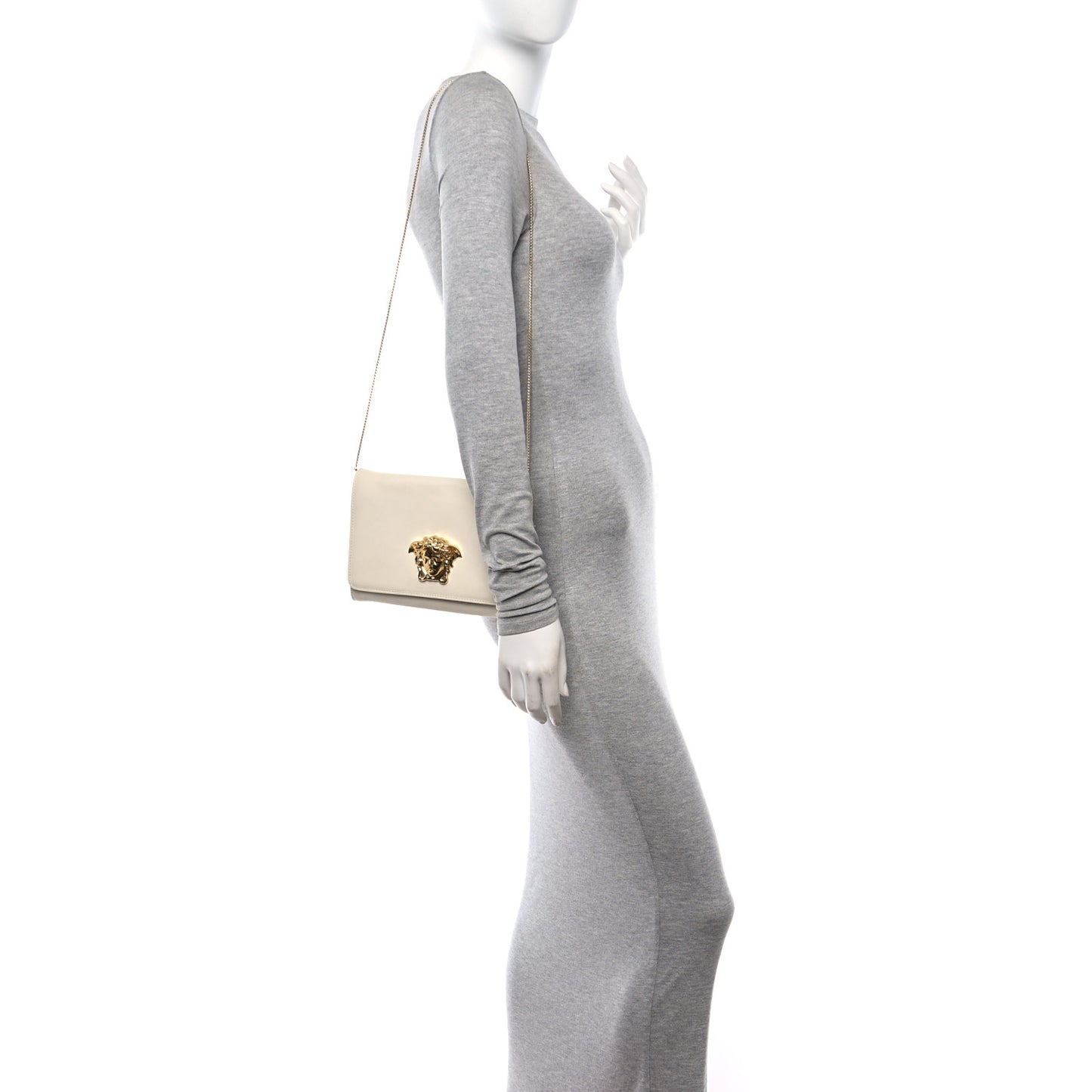 Vitello Palazzo Medusa Evening Clutch Bag White