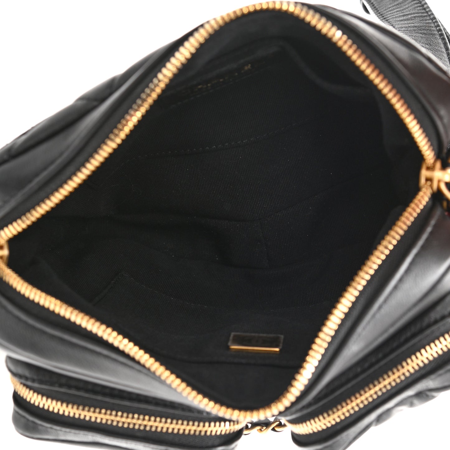Calfskin Quilted Small Camera Case Black