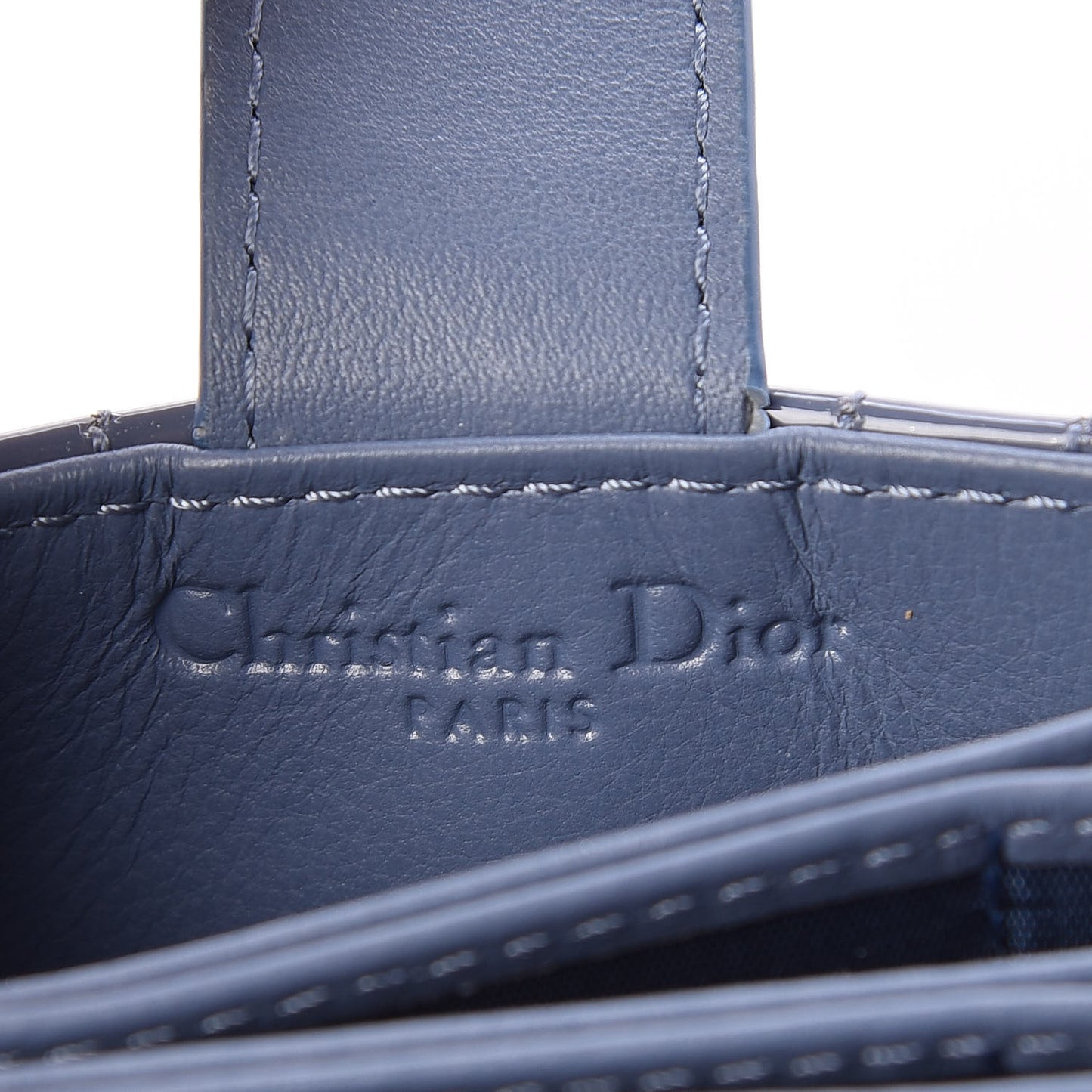 Patent Cannage Lady Dior 5-Gusset Card Holder Blue
