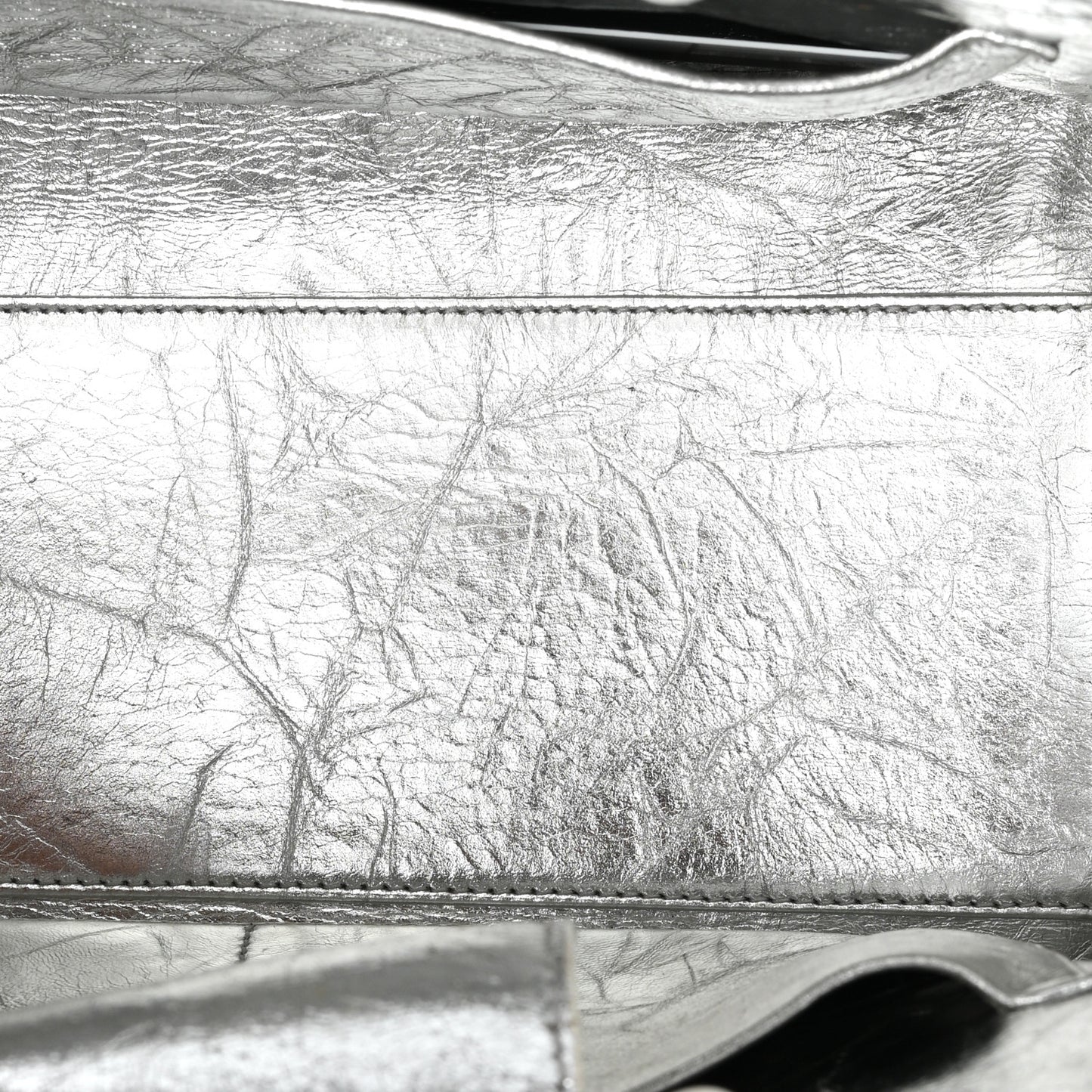 Metallic Calfskin Medium Diorever Flap Silver