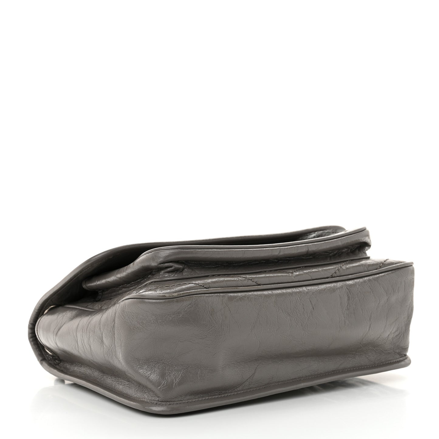 Crinkled Calfskin Matelasse Monogram Medium Niki Chain Satchel Fog