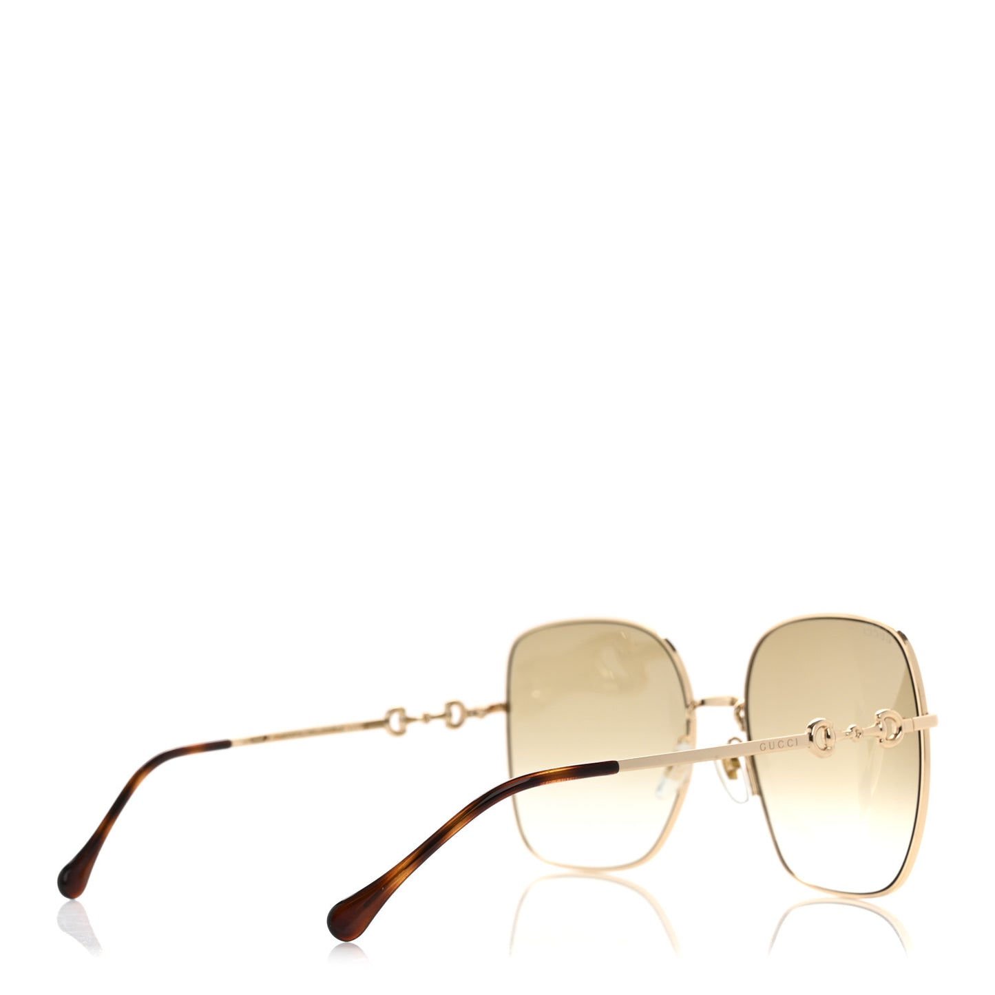 Metal Horsebit Square Frame Sunglasses GG0879S Gold