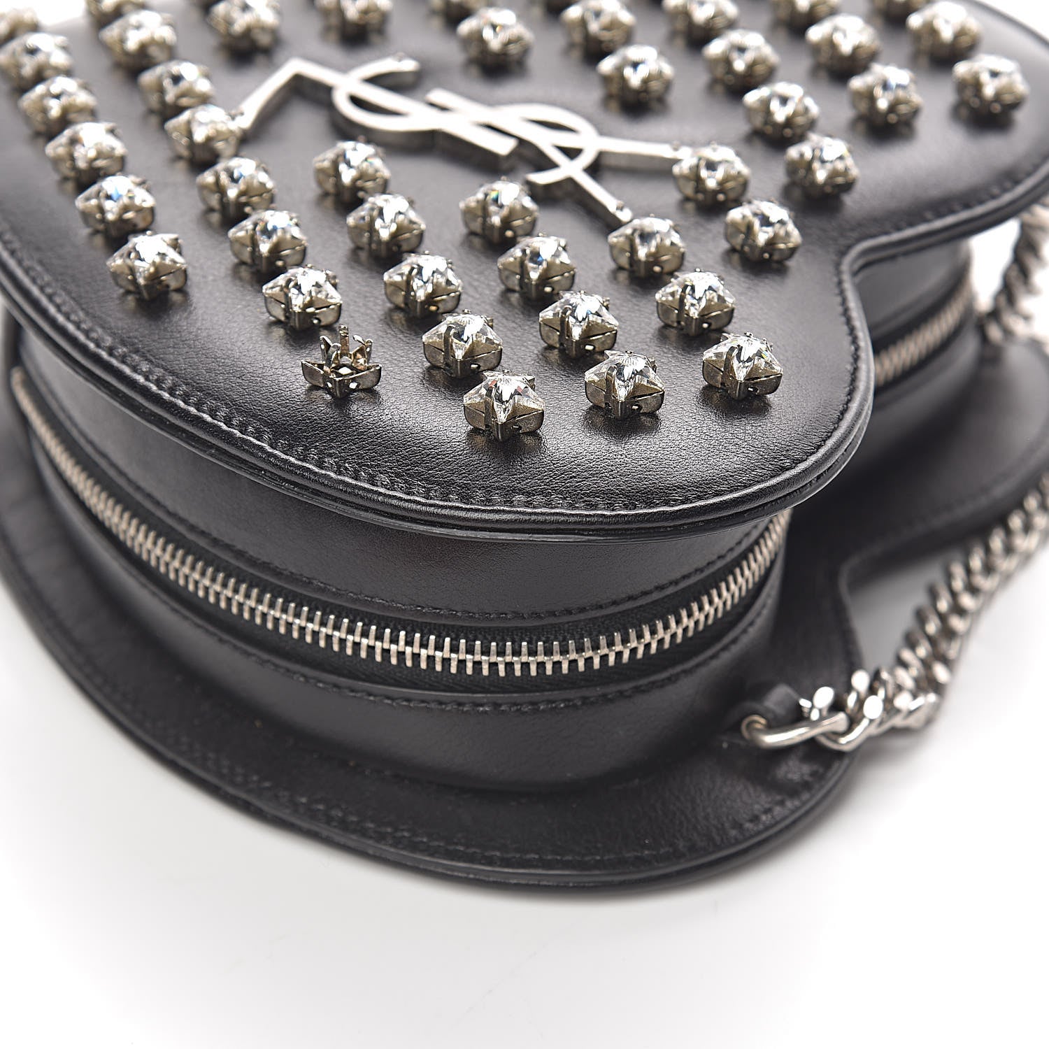 Saint Laurent Calfskin Star Studded Small Love Heart Chain Bag Black 11 of 12