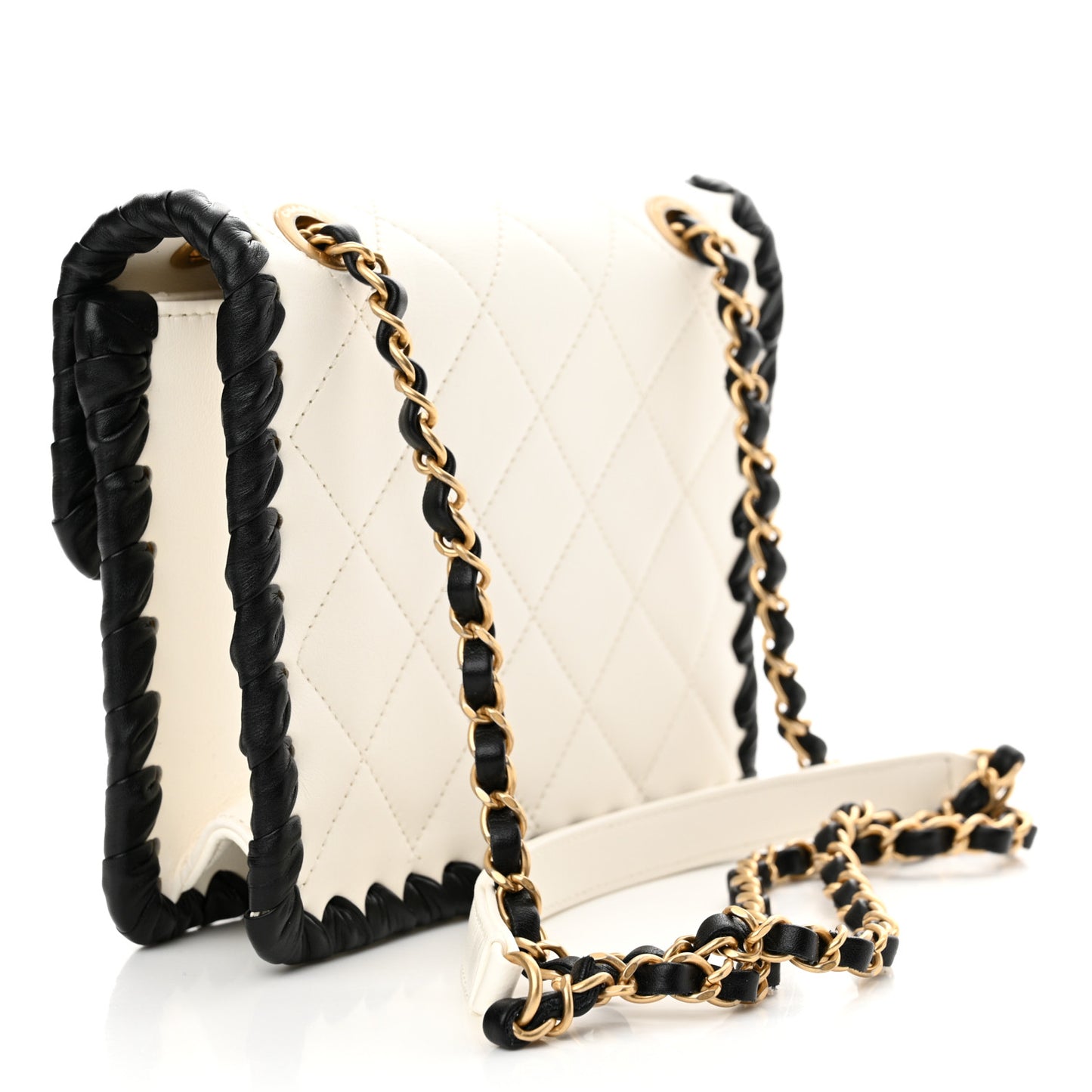 Braided Calfskin Mini My Own Frame Flap White