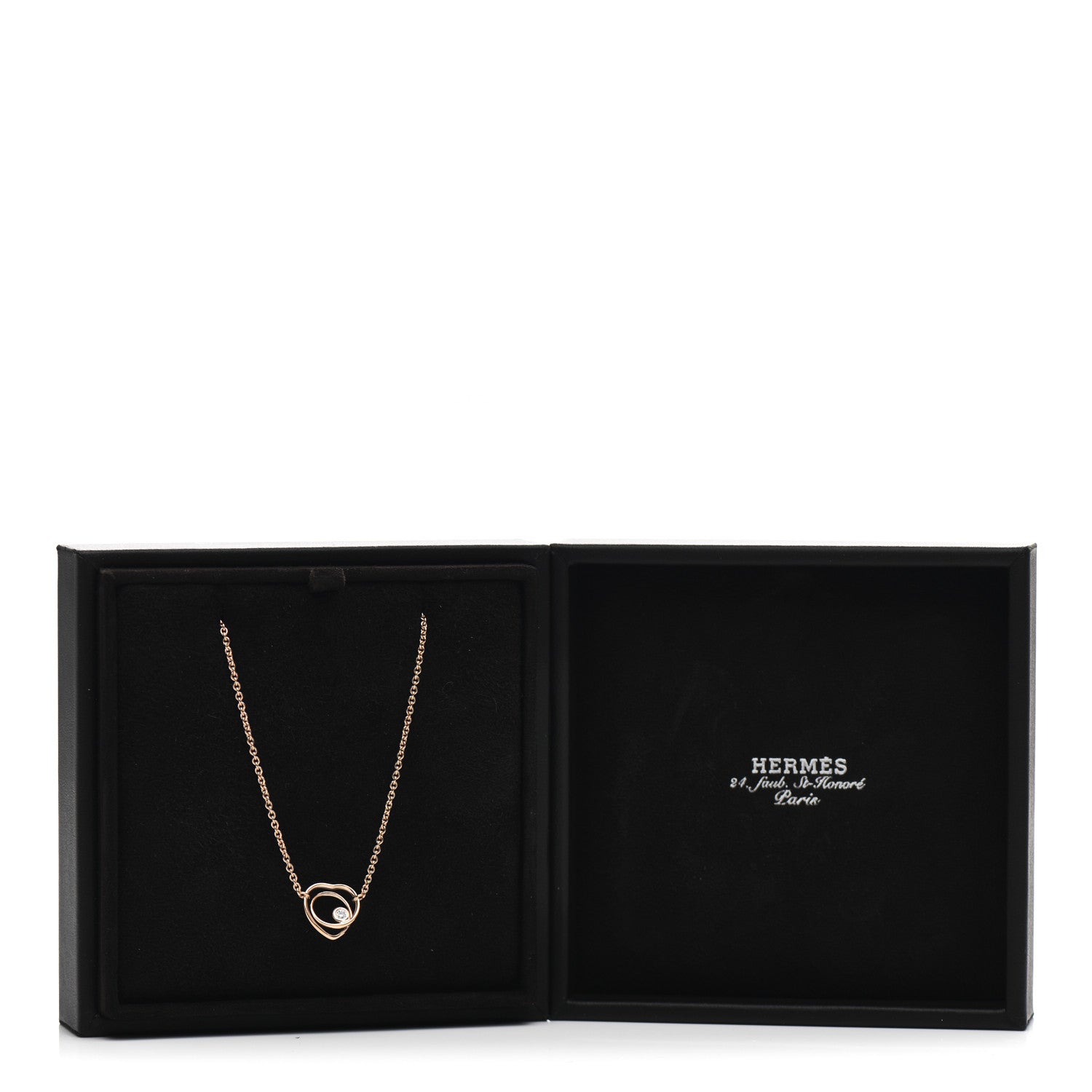 Hermes 18K Rose Gold Diamond TPM Vertige Coeur Necklace SH 6 of 6