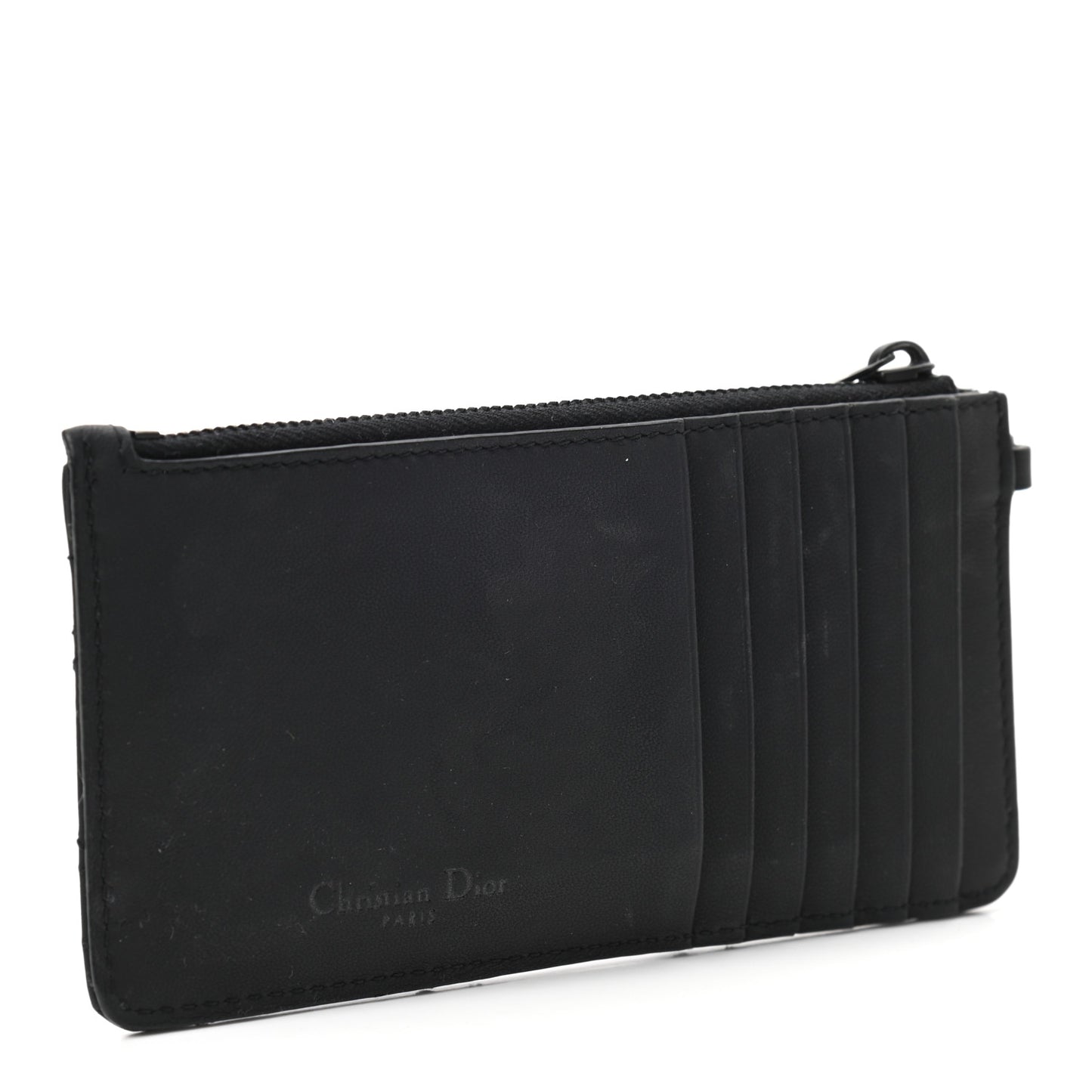 Ultra Matte Lambskin Cannage Small Lady Dior Zip Card Holder Black