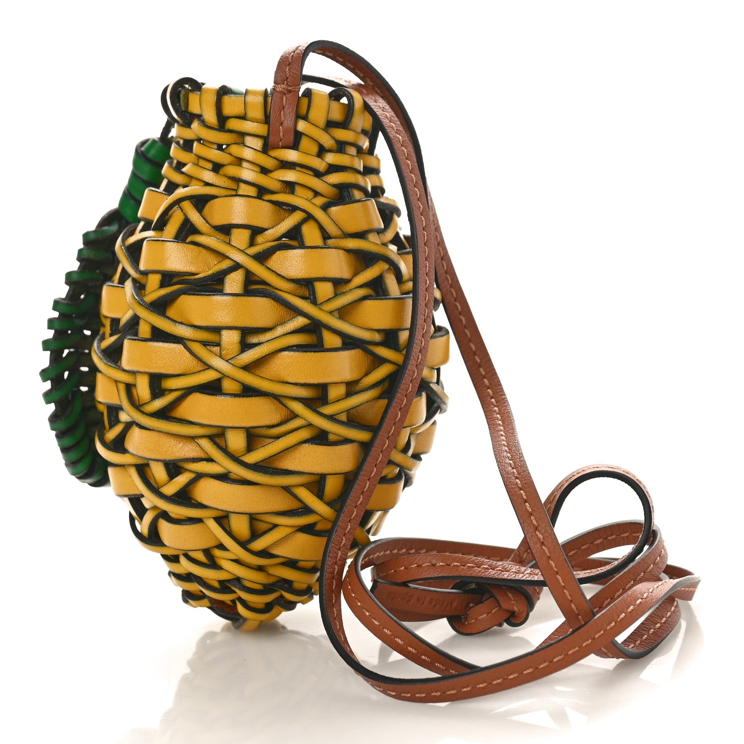 Loewe Calfskin Woven Lemon Mini Pouch Shoulder Bag Yellow Green 2 of 6