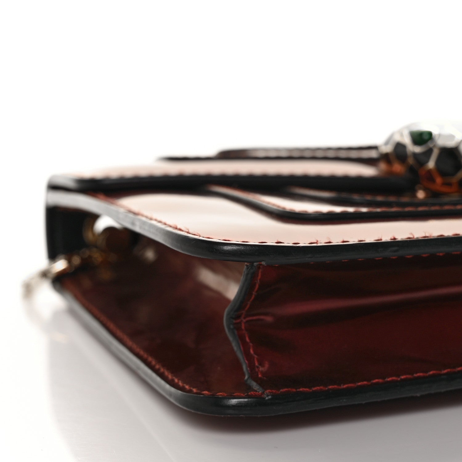 Bulgari Metallic Calfskin Small Serpenti Forever Snake Strap Crossbody Bag Dark Red 6 of 7