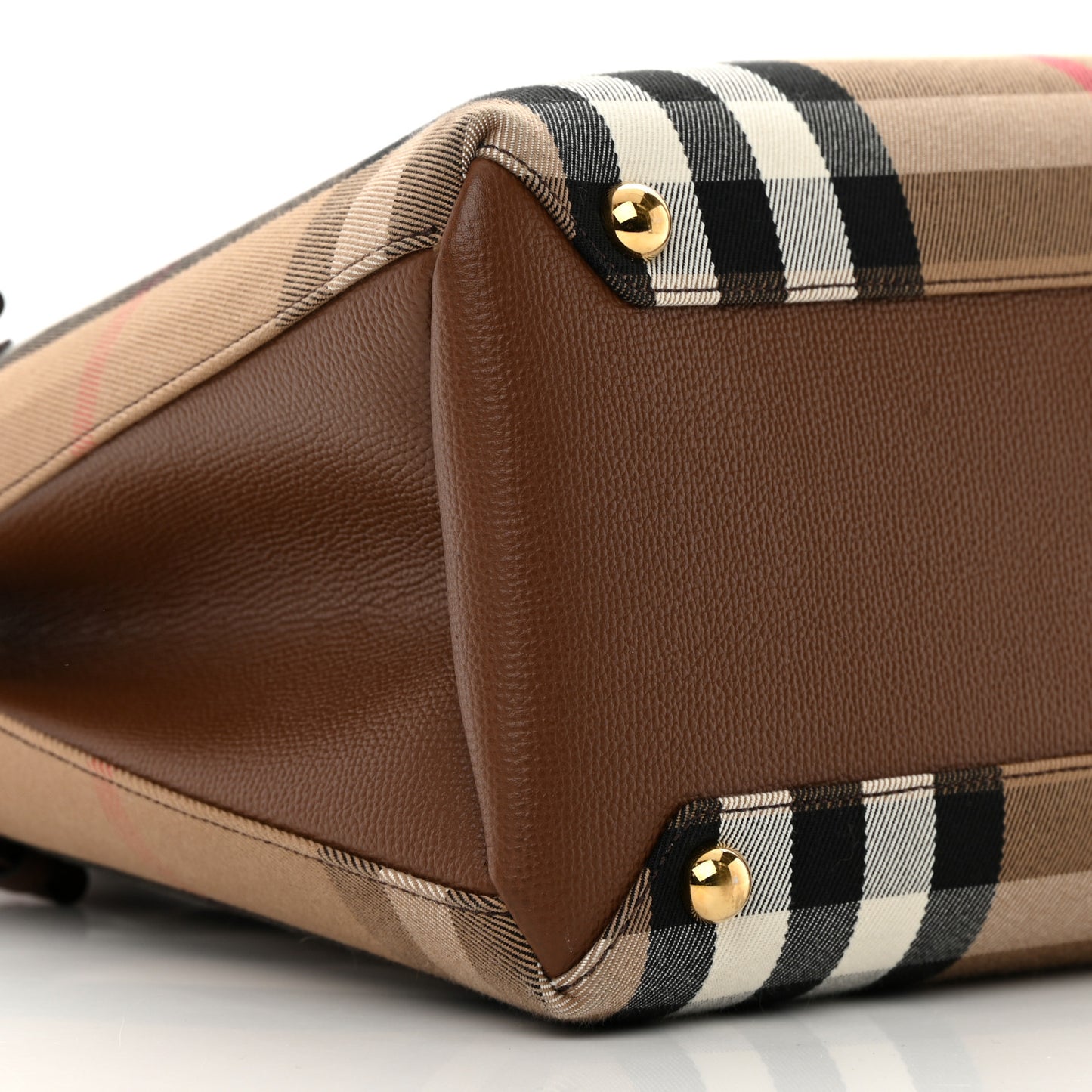 House Check Grainy Calfskin Medium Banner Tote Brown