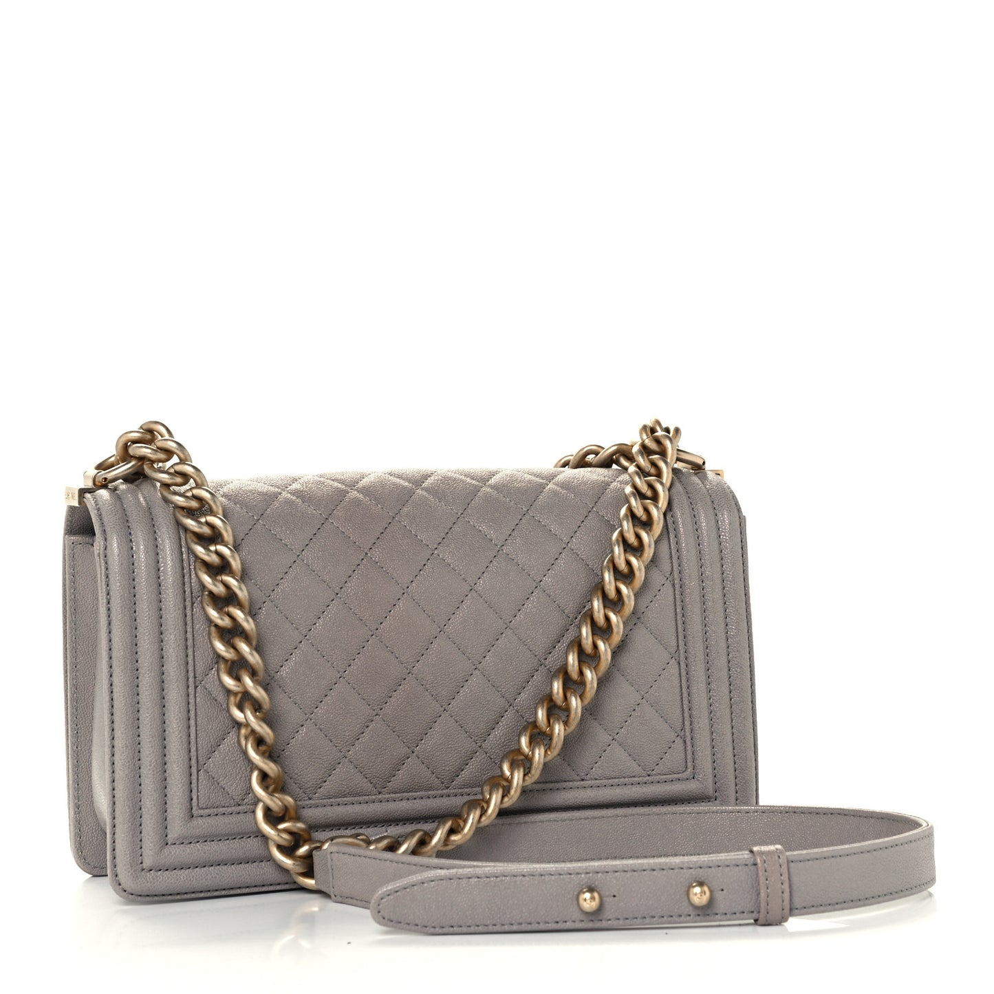 Caviar Quilted Medium Boy Flap Grey