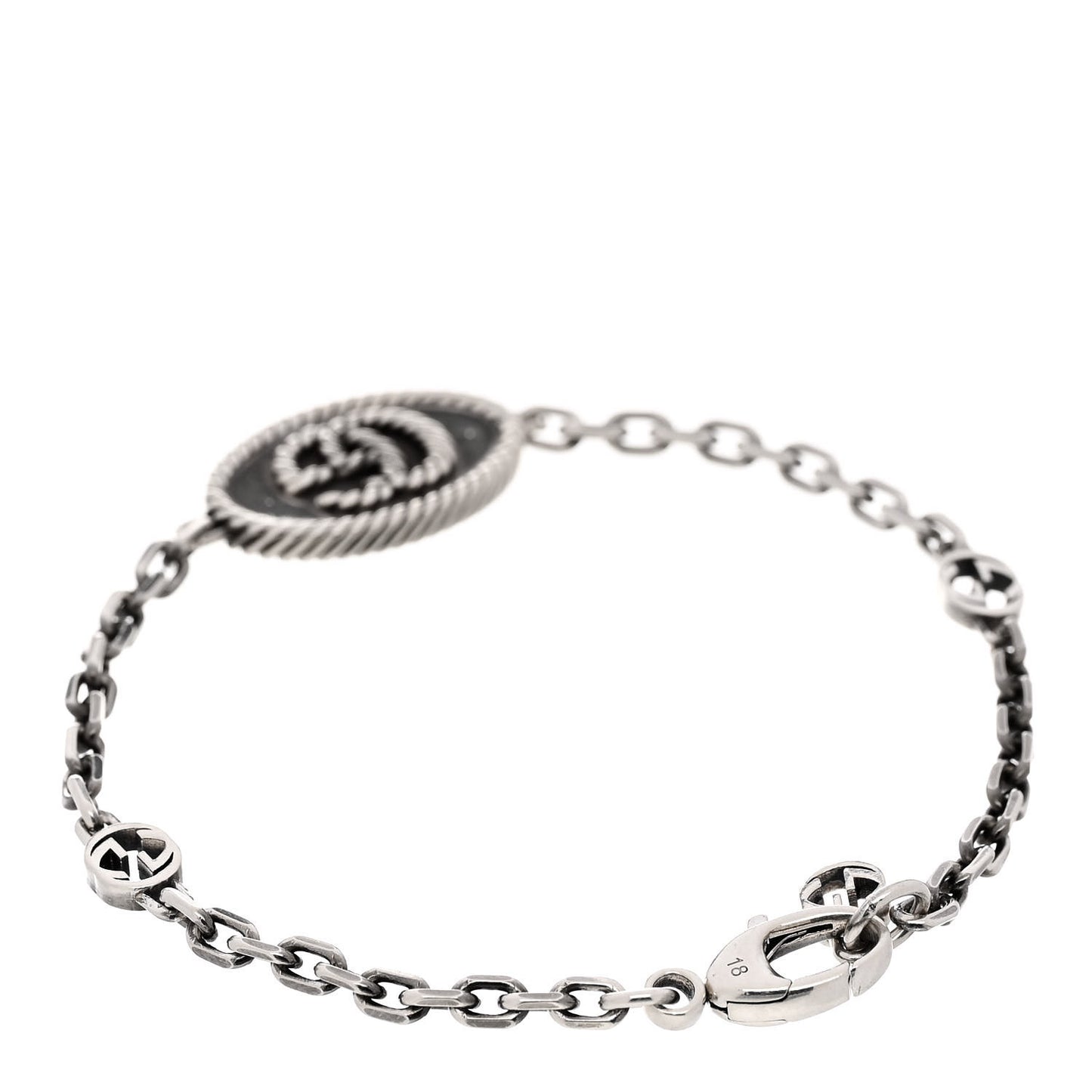 Sterling Silver Torchon Double G Bracelet