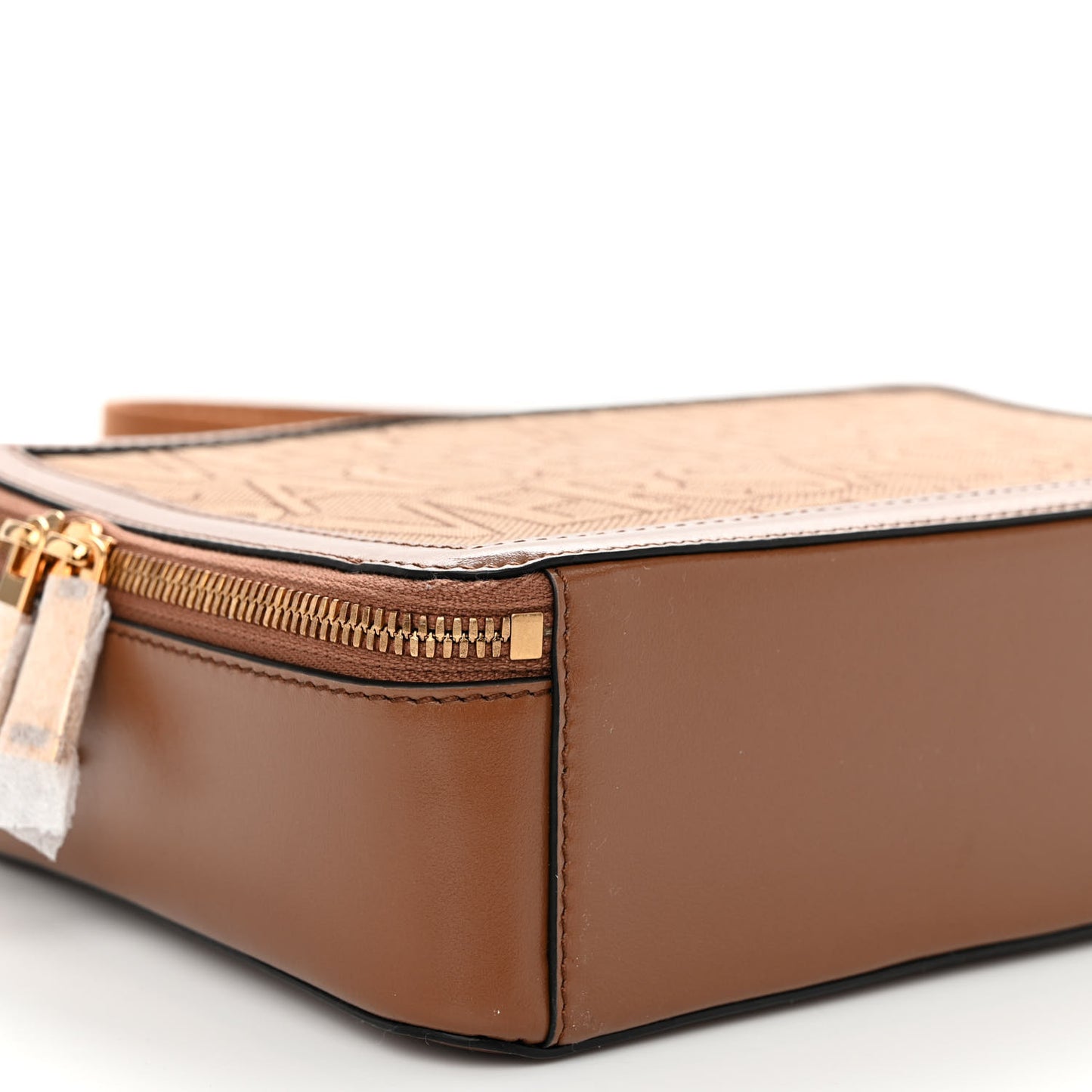 Canvas Calfskin Allover Messenger Bag Beige Brown
