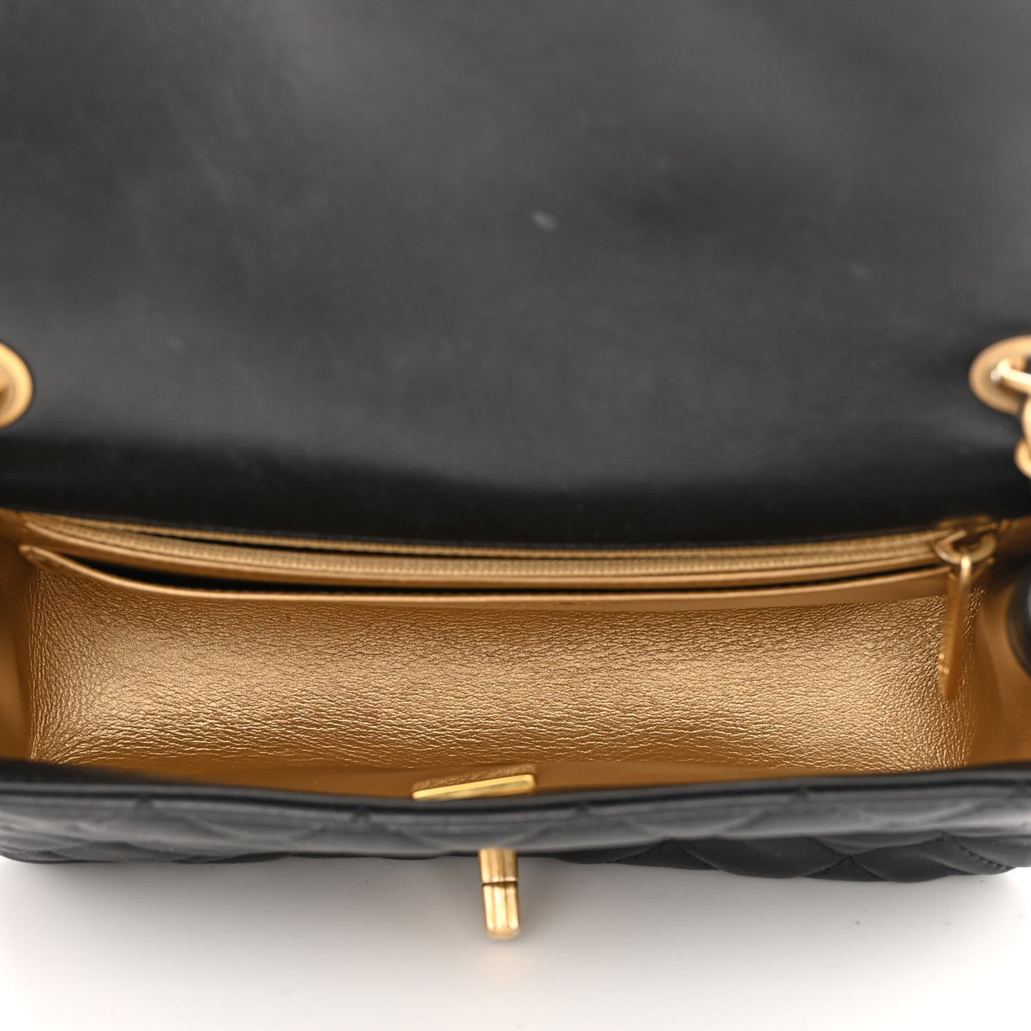 Lambskin Quilted Mini Rectangular Pearl Crush Flap Black