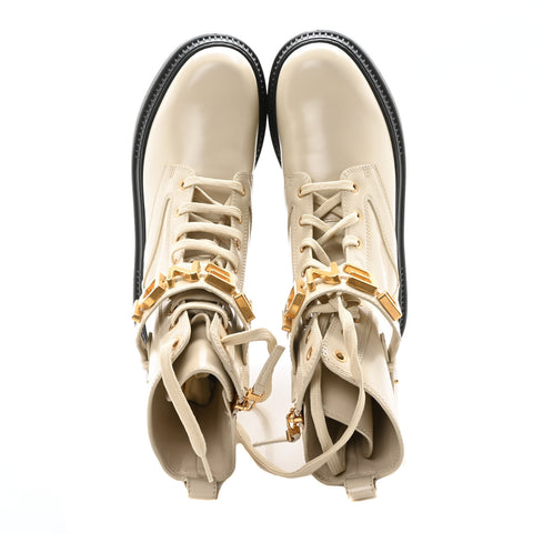 Vitello Abrasivato Fendigraphy 50mm Biker Boots 40 White