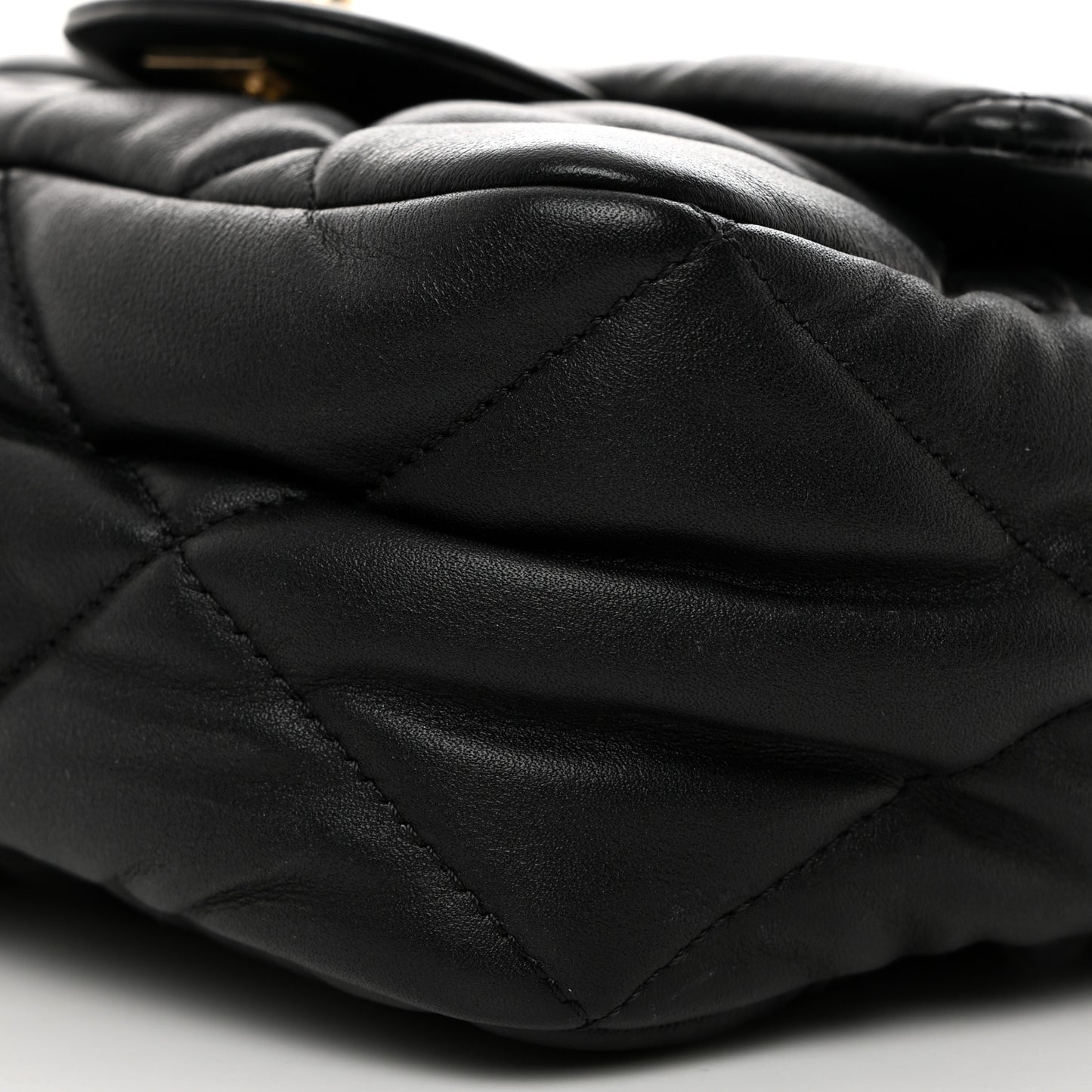 Calfskin Quilted Mini Square Bubbly Flap Black